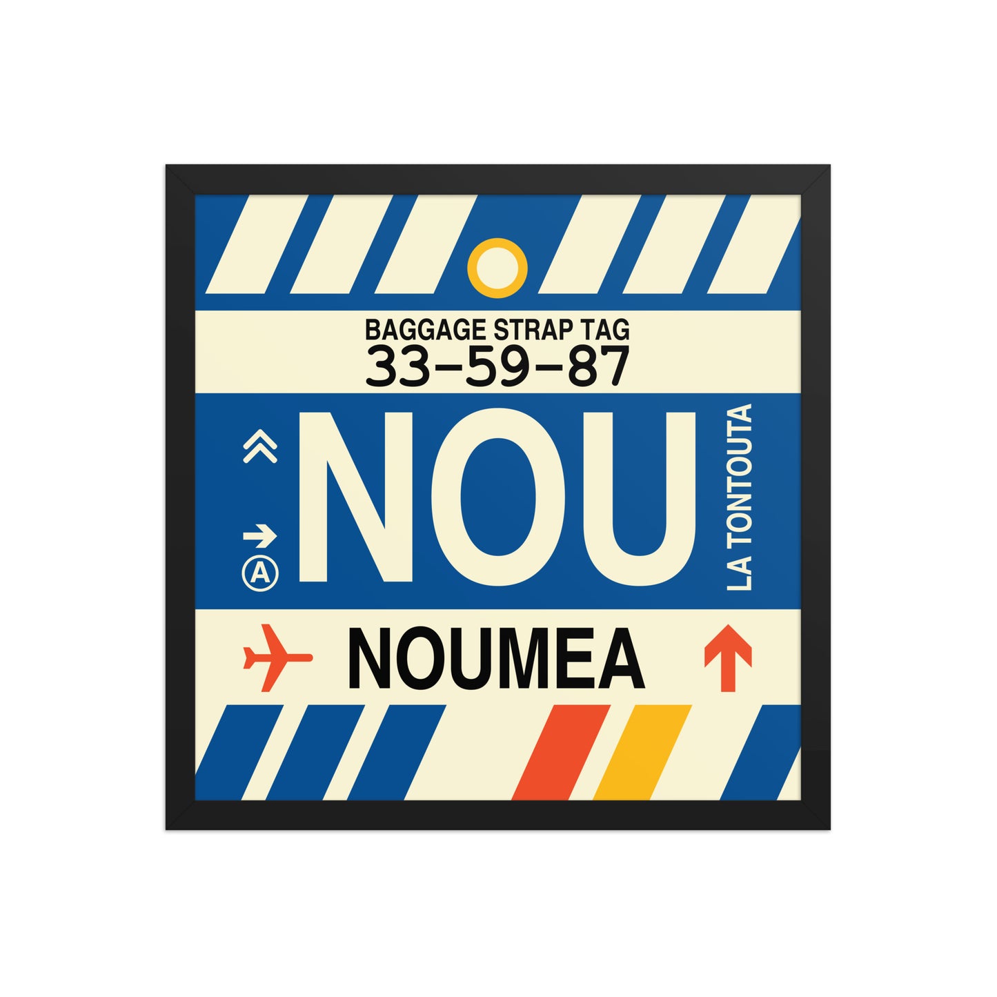 NOU Nouméa Framed Print • Jet Age Baggage Tag Design • YHM Designs - Image 05