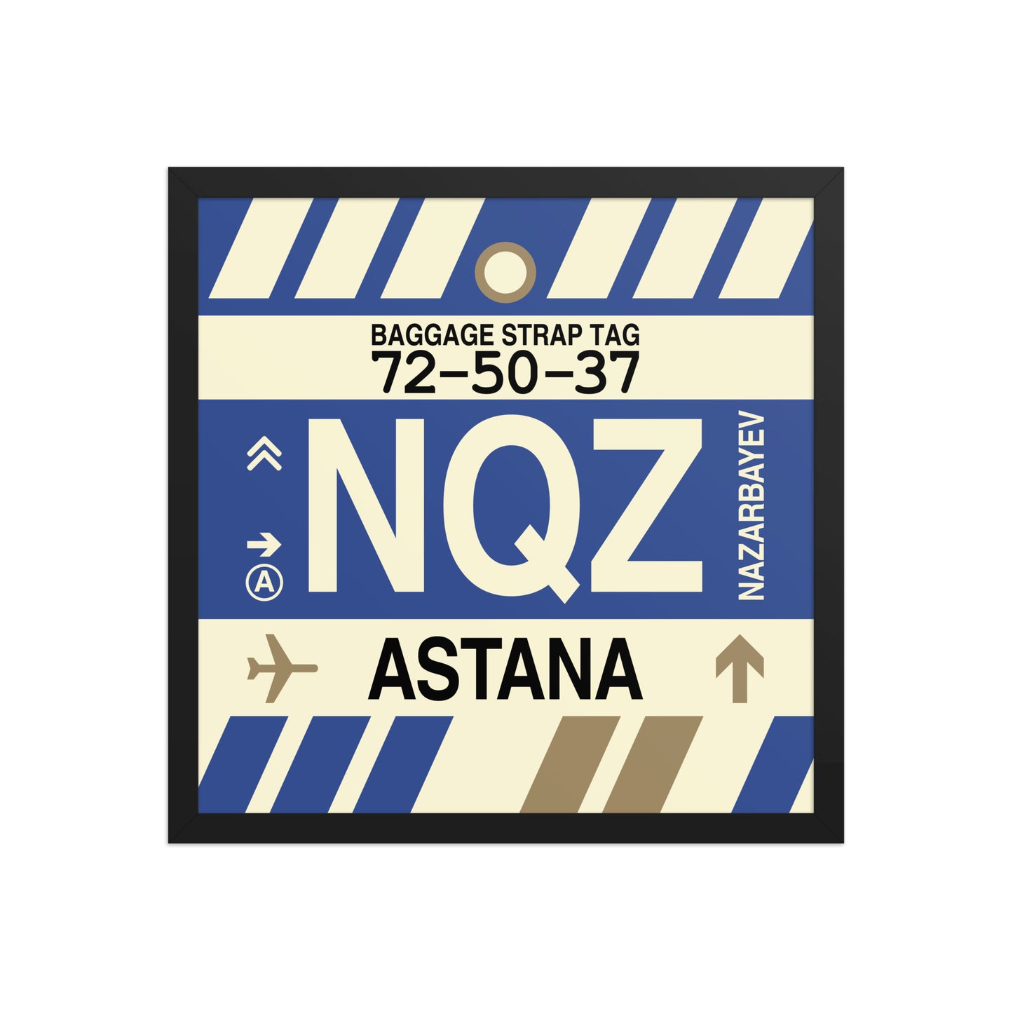 NQZ Astana Framed Print • Jet Age Baggage Tag Design • YHM Designs - Image 05