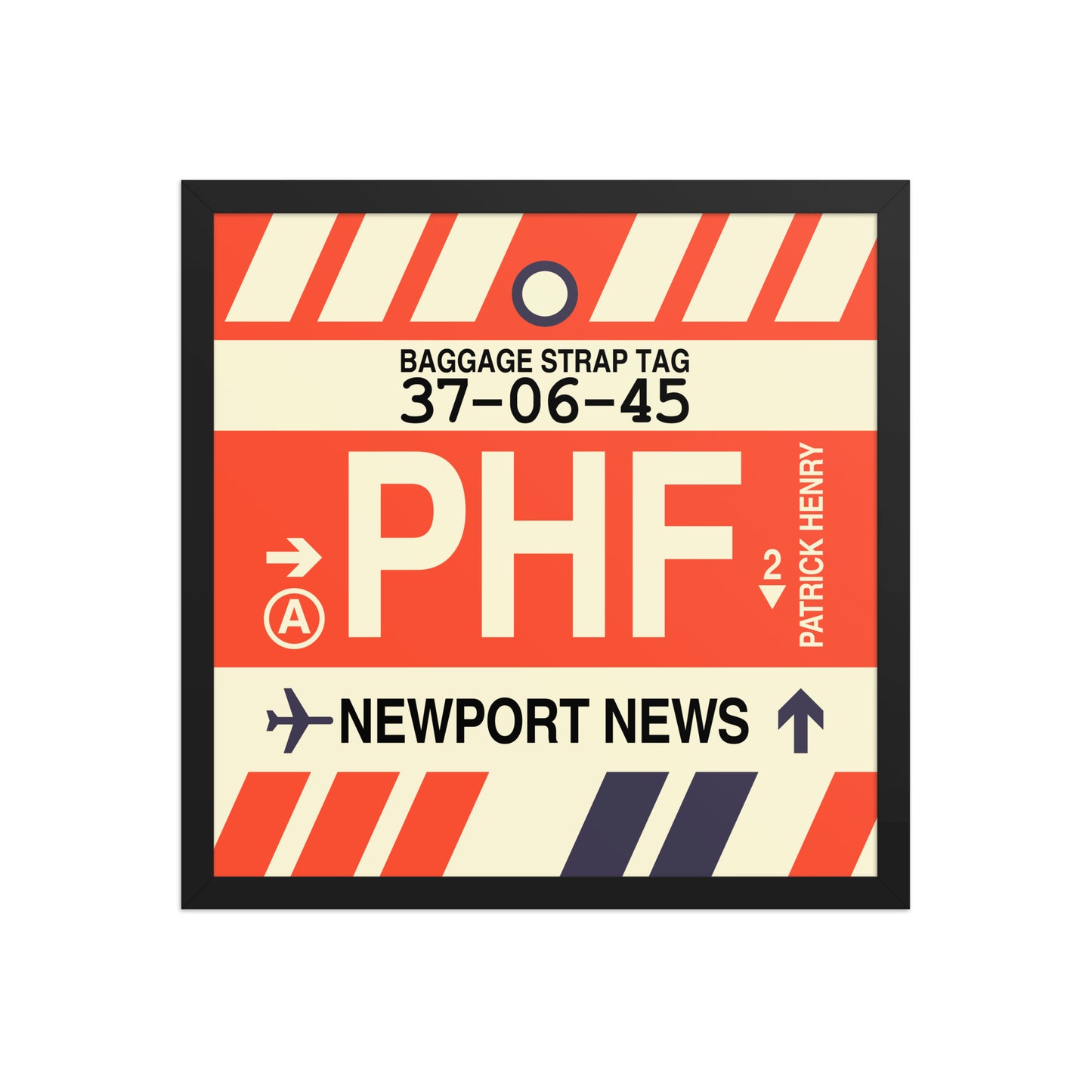 PHF Newport News Framed Print • Jet Age Baggage Tag Design • YHM Designs - Image 05