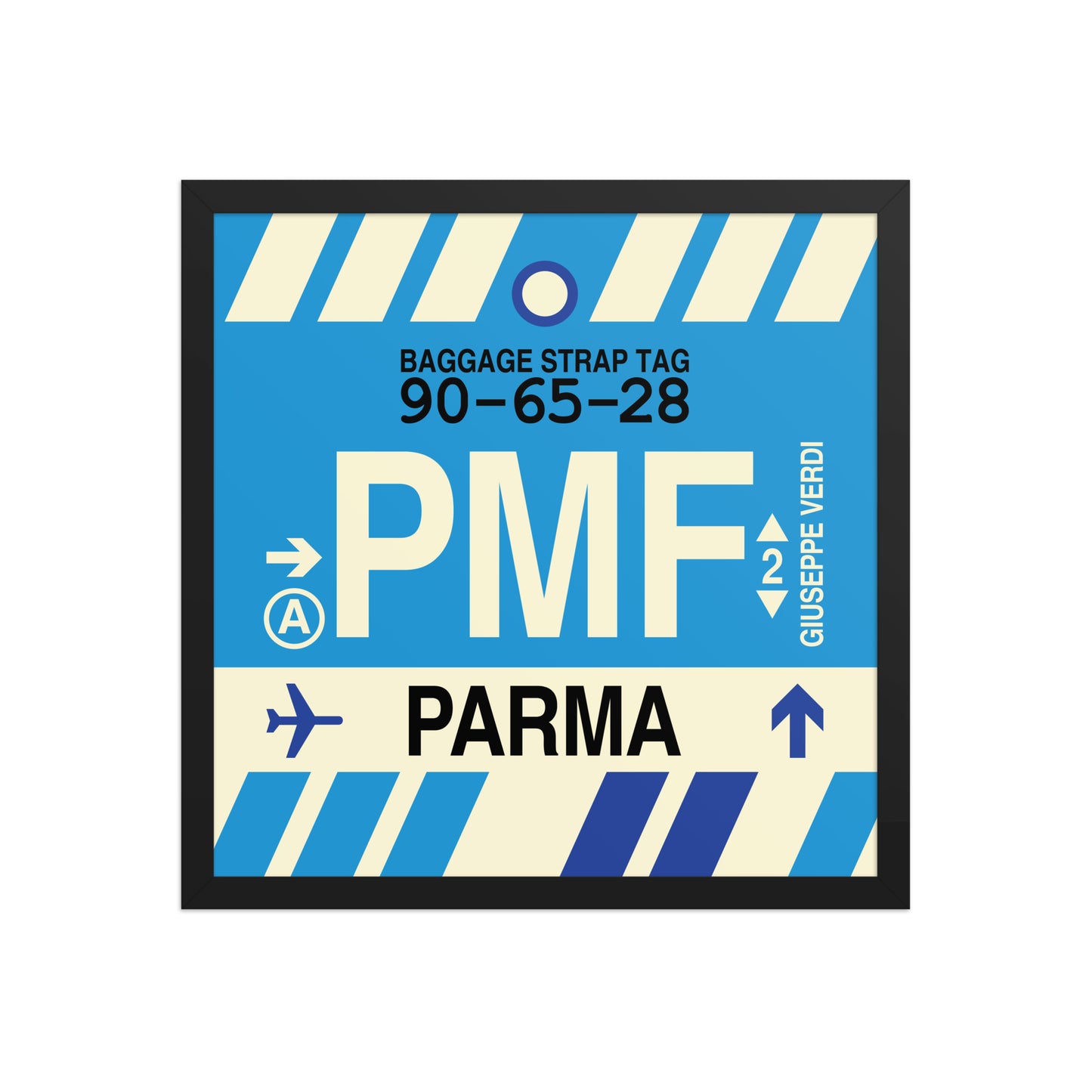 PMF Parma Framed Print • Jet Age Baggage Tag Design • YHM Designs - Image 05
