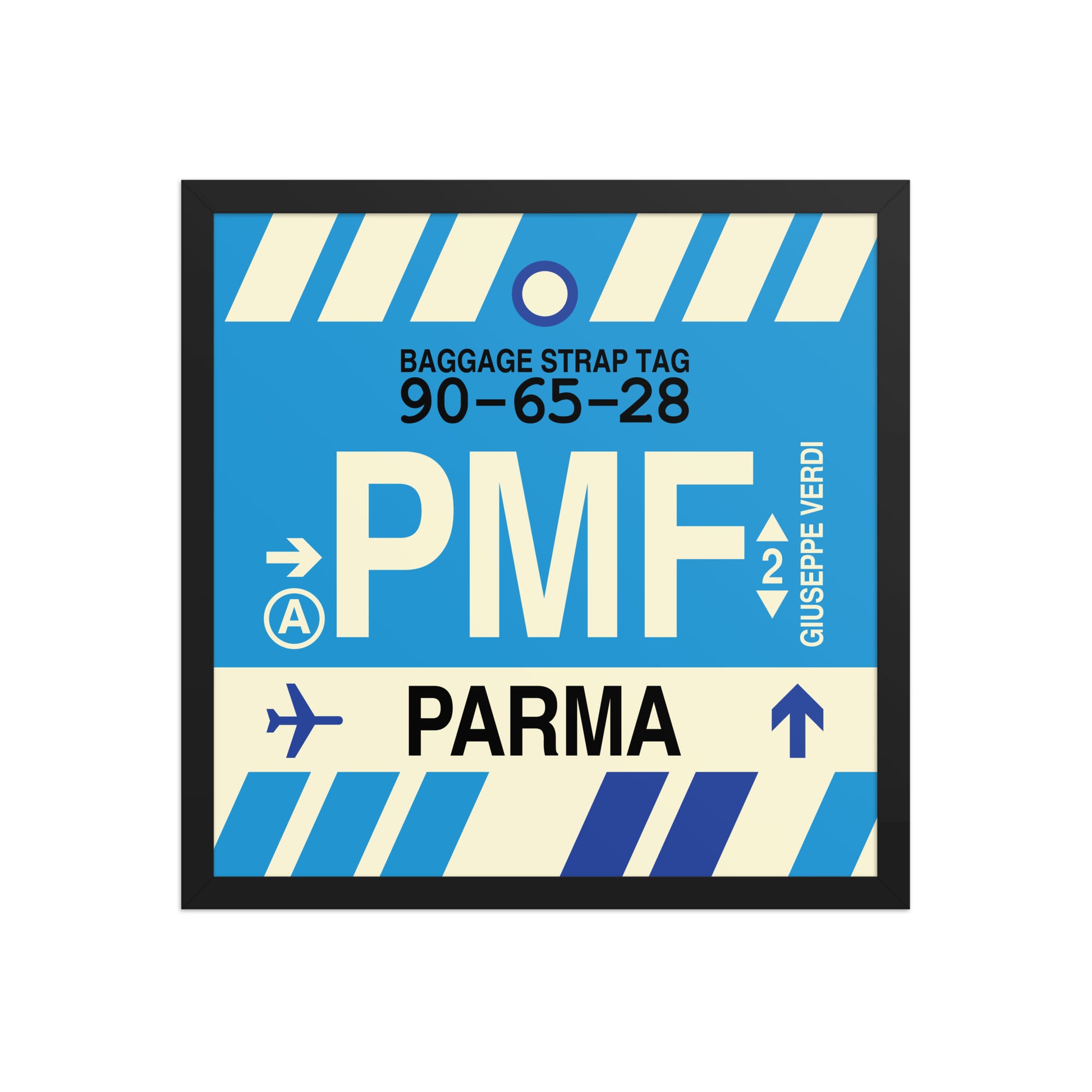 PMF Parma Framed Print • Jet Age Baggage Tag Design • YHM Designs - Image 05
