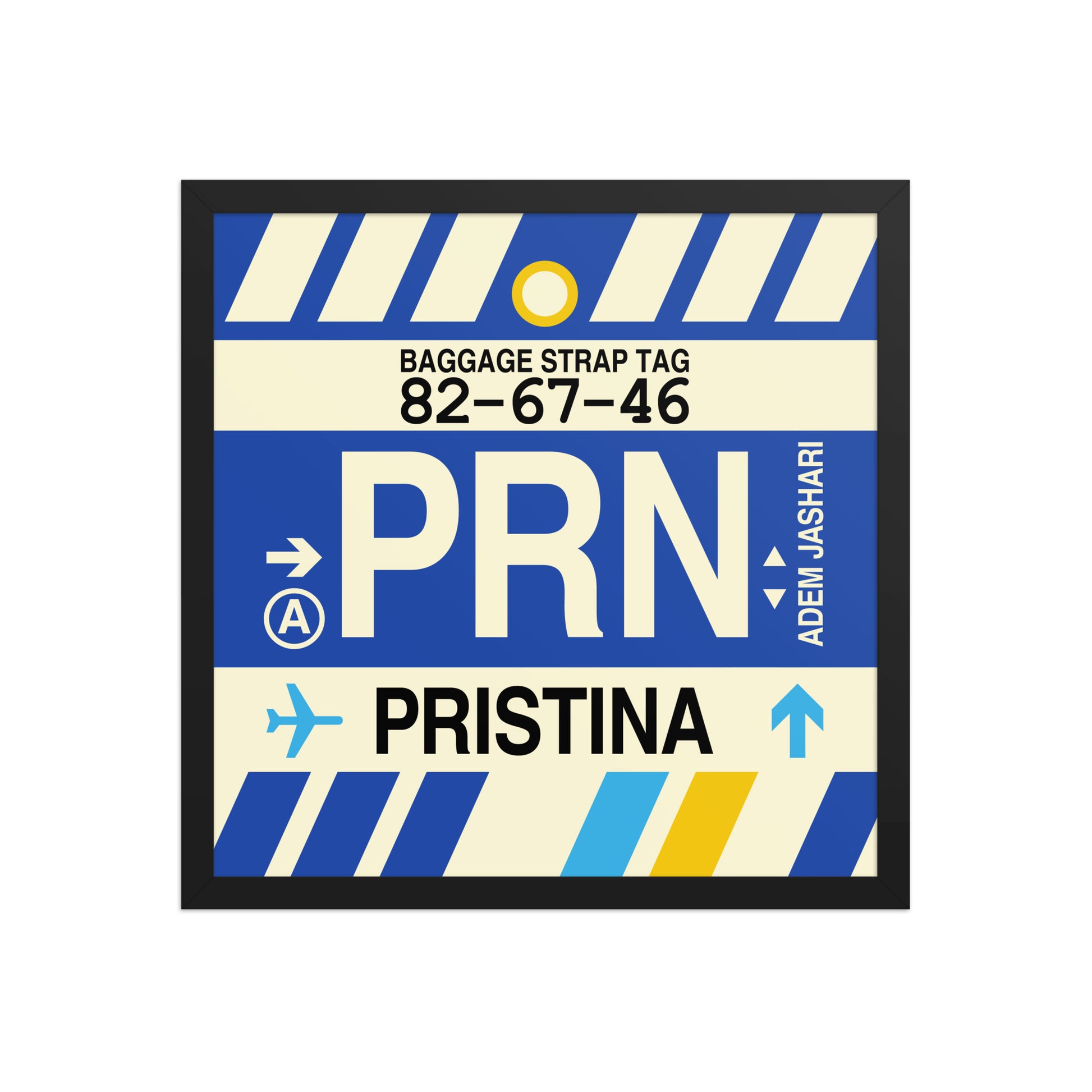 PRN Pristina Framed Print • Jet Age Baggage Tag Design • YHM Designs - Image 05