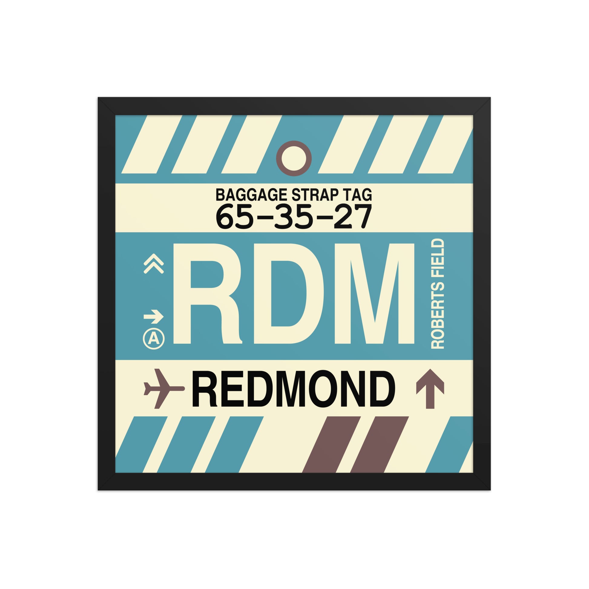 RDM Redmond Framed Print • Jet Age Baggage Tag Design • YHM Designs - Image 05