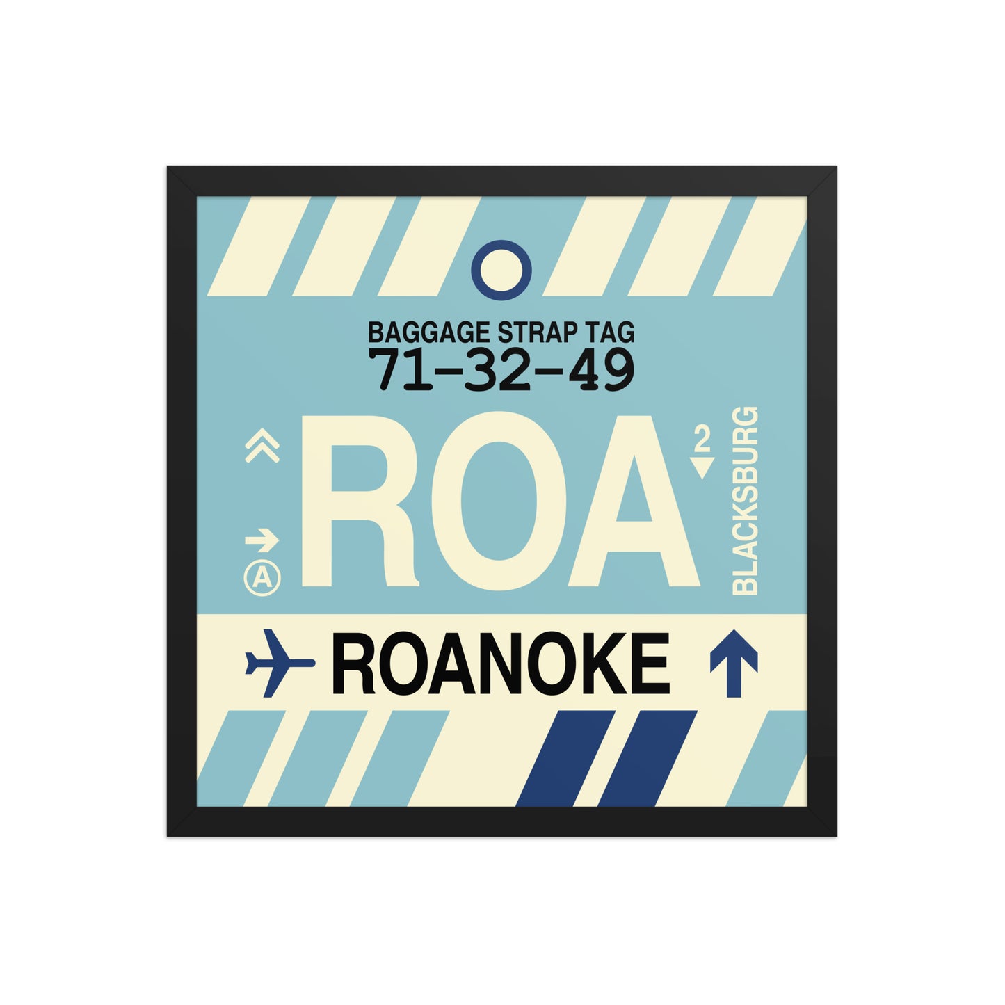 ROA Roanoke Framed Print • Jet Age Baggage Tag Design • YHM Designs - Image 05