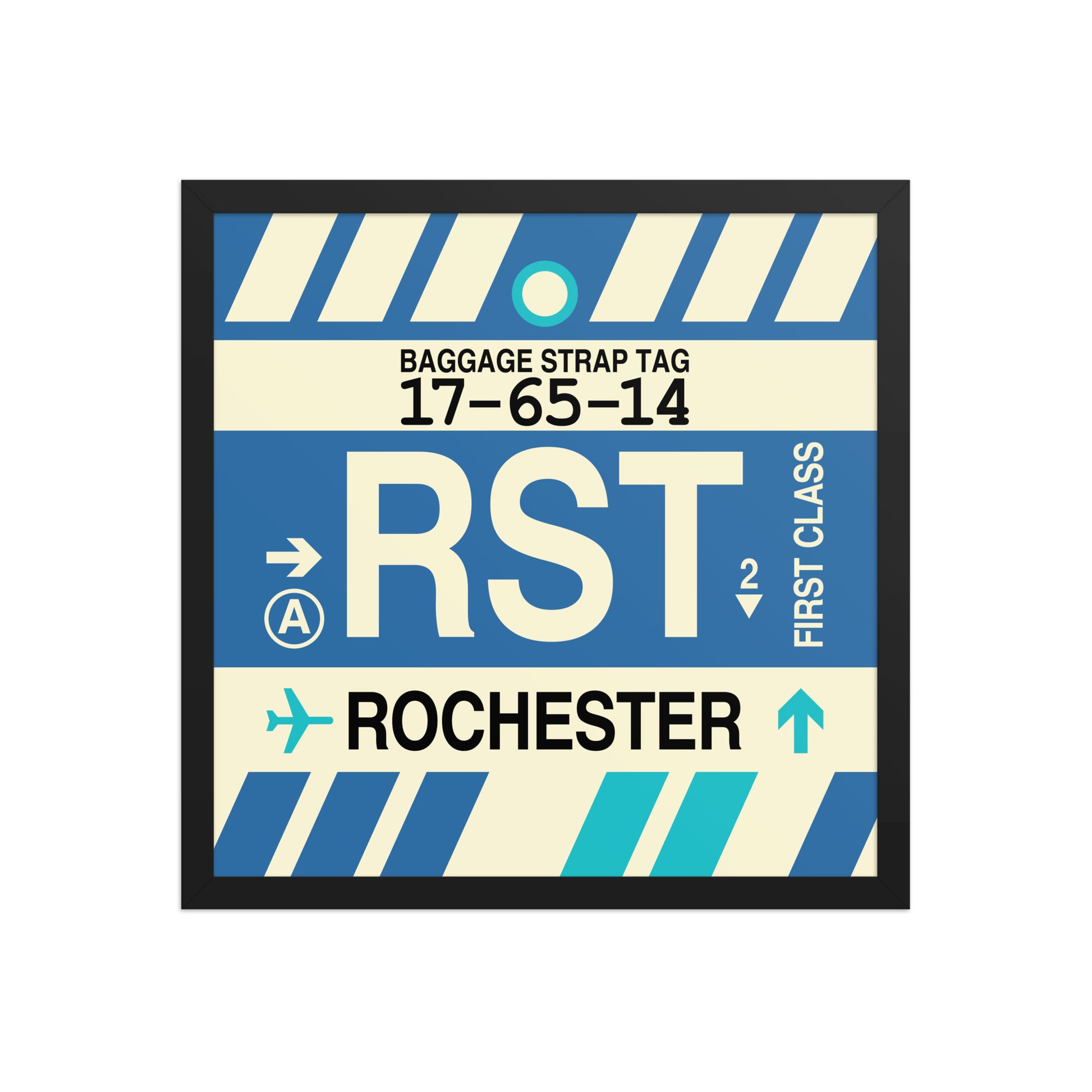 RST Rochester Framed Print • Jet Age Baggage Tag Design • YHM Designs - Image 05