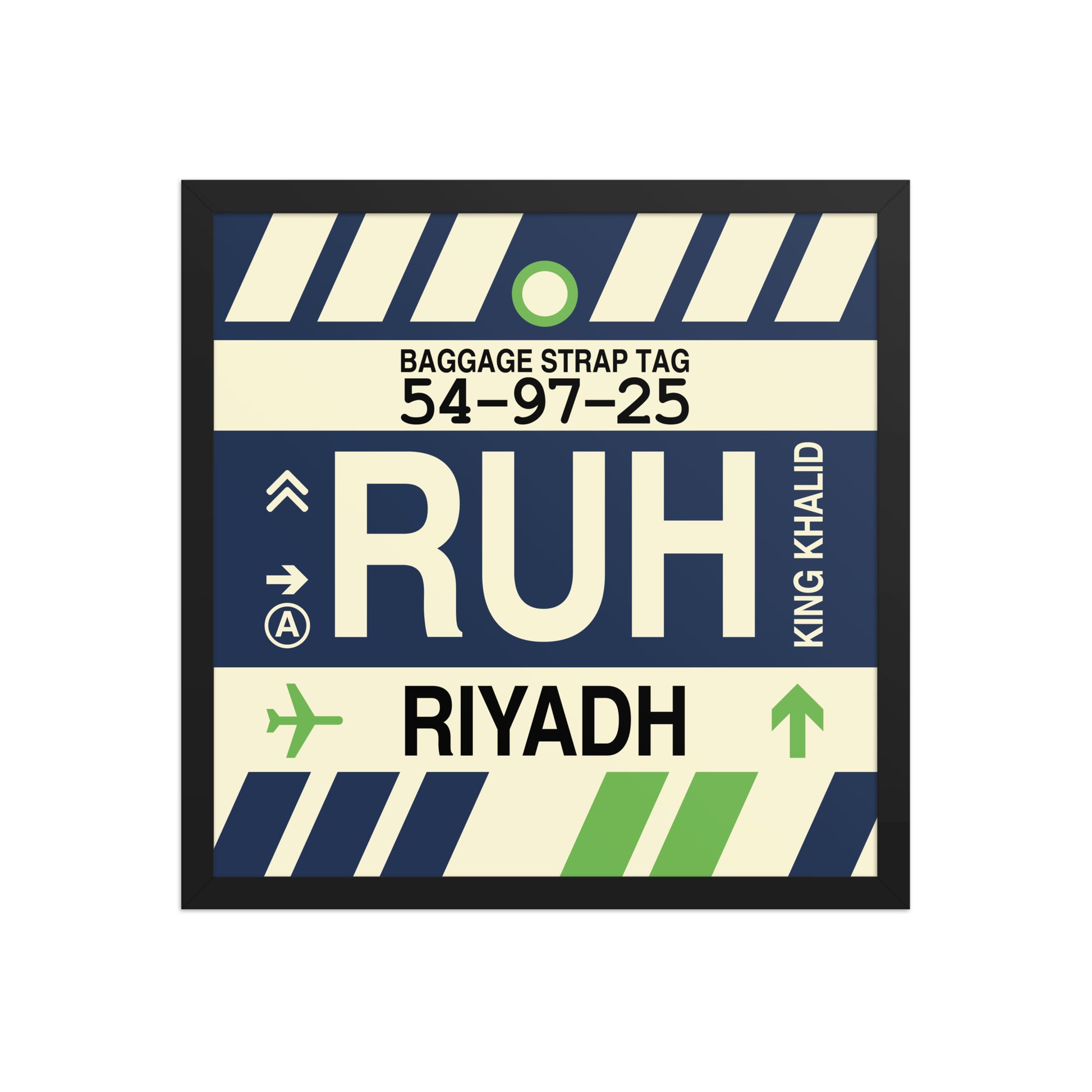 RUH Riyadh Framed Print • Jet Age Baggage Tag Design • YHM Designs - Image 05