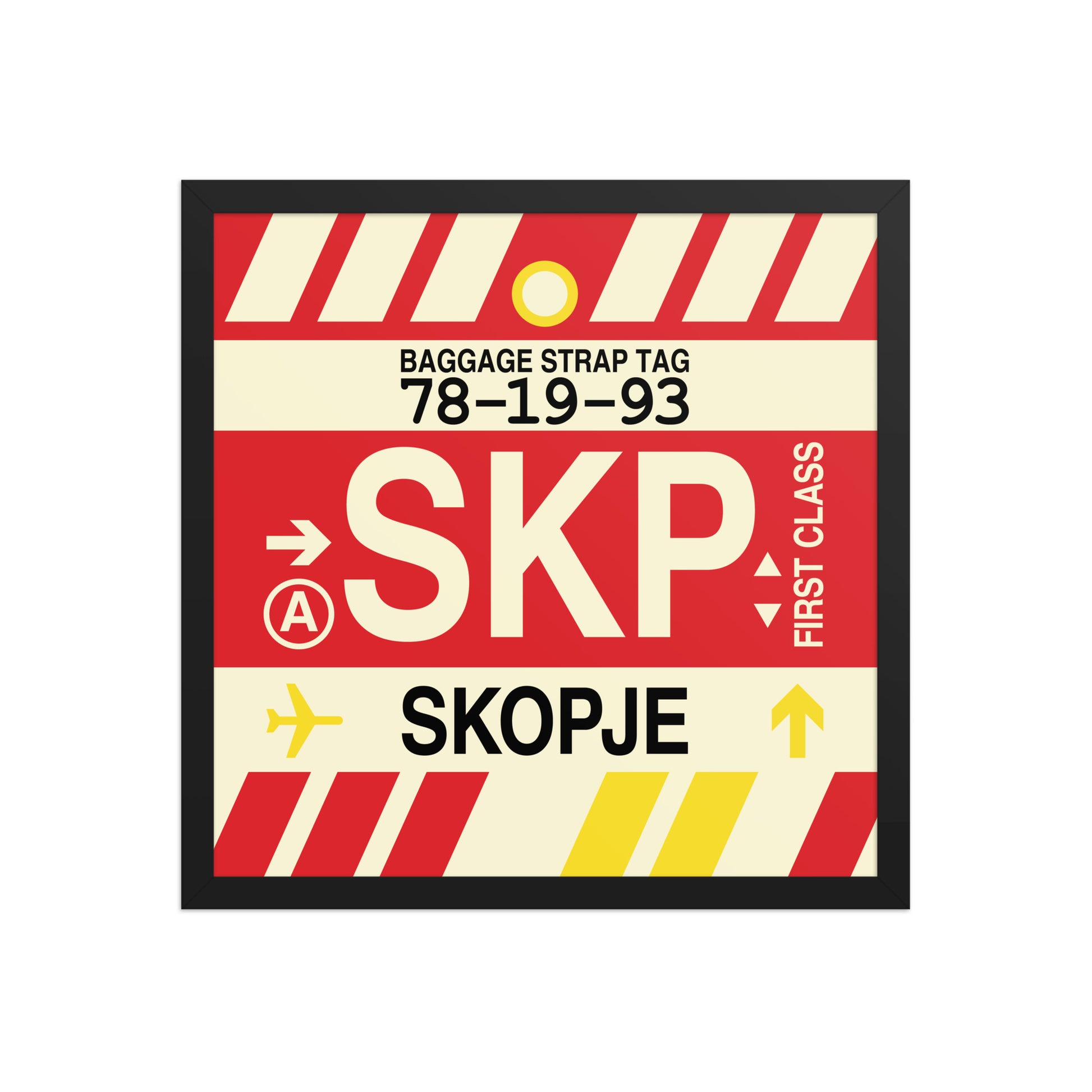 SKP Skopje Framed Print • Jet Age Baggage Tag Design • YHM Designs - Image 05