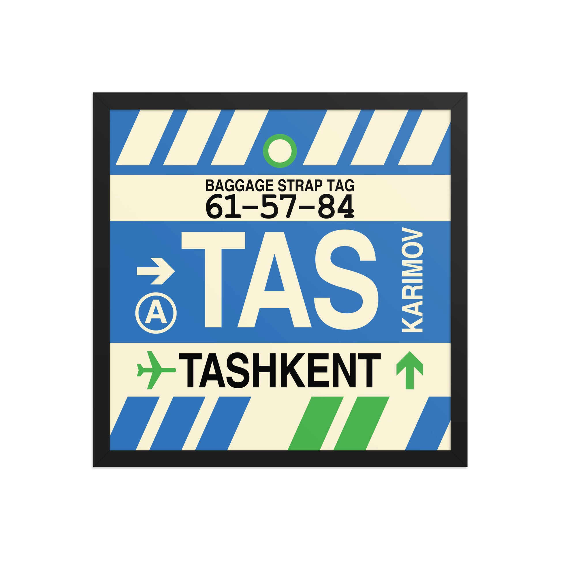 TAS Tashkent Framed Print • Jet Age Baggage Tag Design • YHM Designs - Image 05