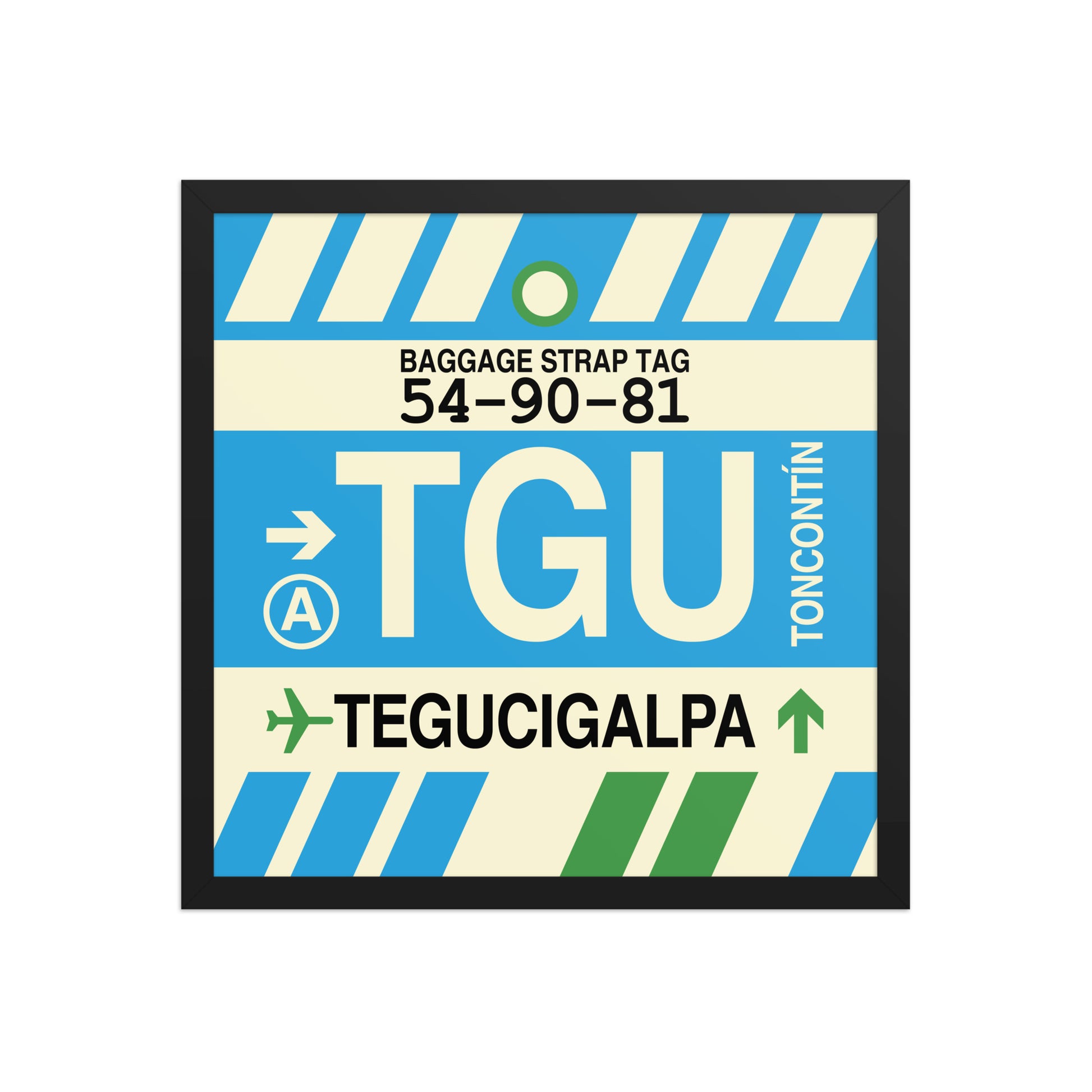 TGU Tegucigalpa Framed Print • Jet Age Baggage Tag Design • YHM Designs - Image 05