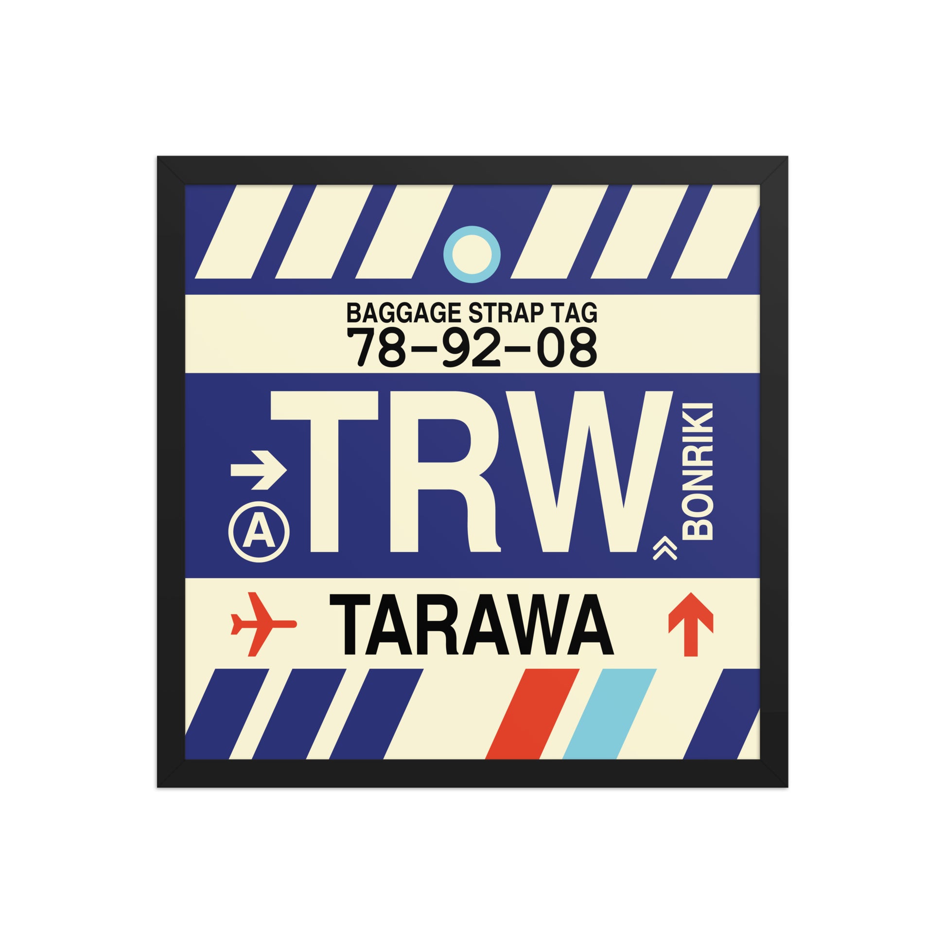 TRW Tarawa Framed Print • Jet Age Baggage Tag Design • YHM Designs - Image 05