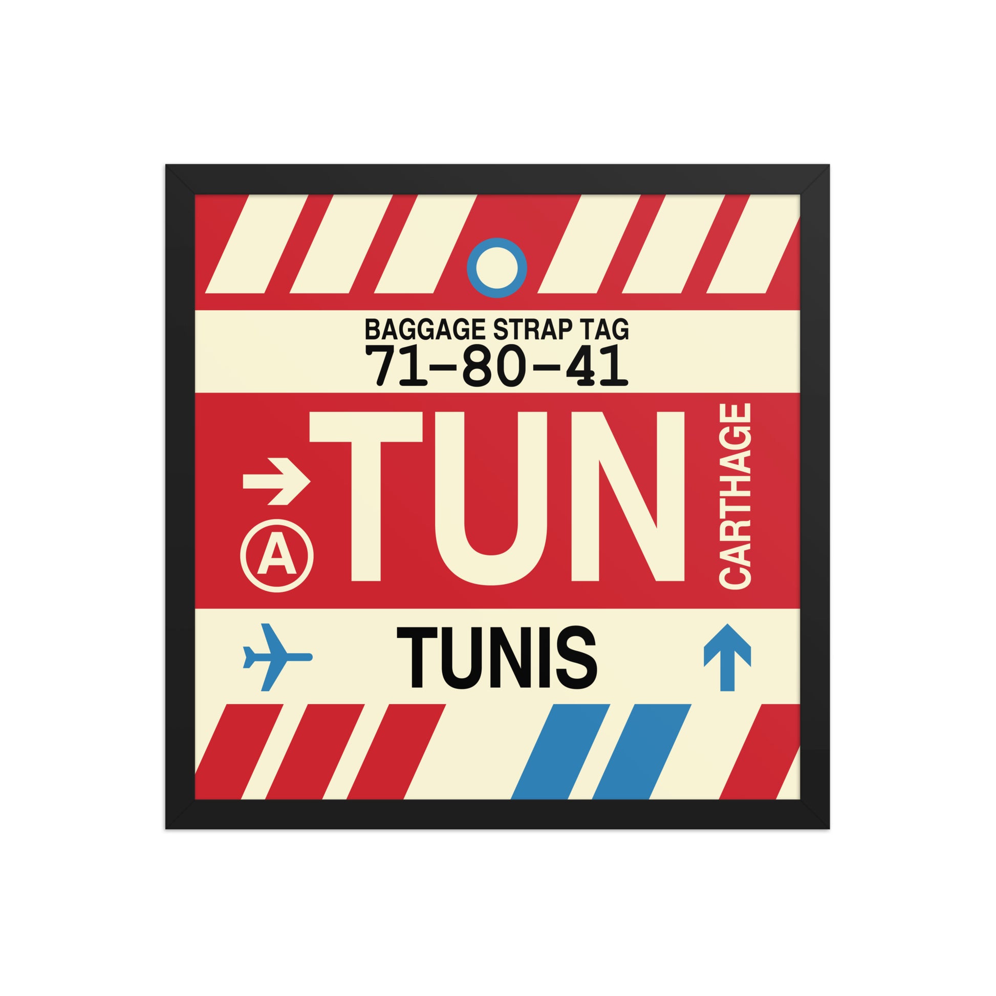 TUN Tunis Framed Print • Jet Age Baggage Tag Design • YHM Designs - Image 05