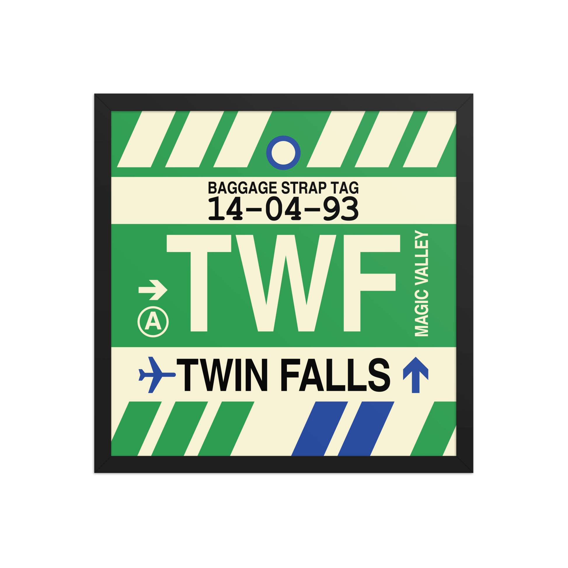 TWF Twin Falls Framed Print • Jet Age Baggage Tag Design • YHM Designs - Image 05