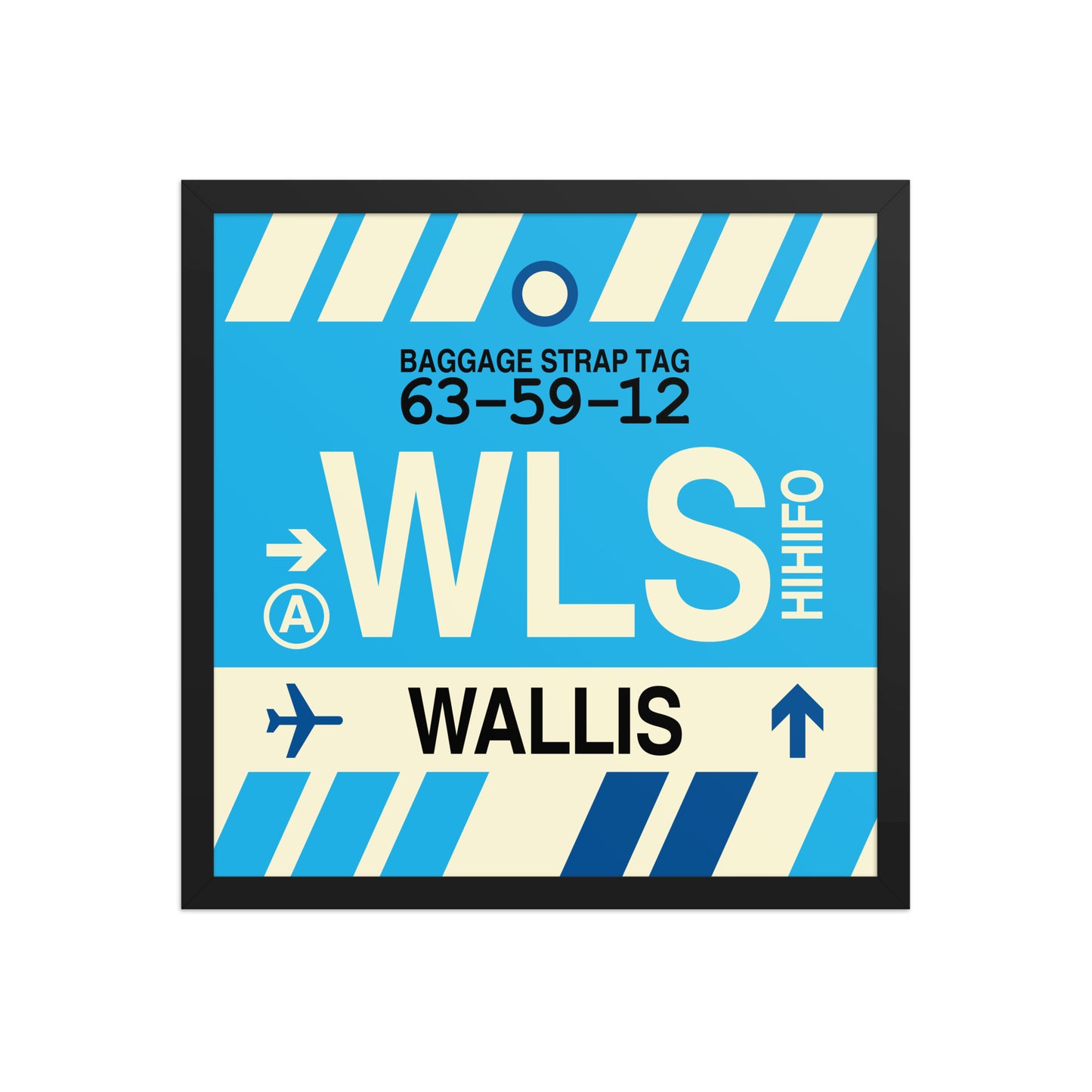 WLS Wallis Island Framed Print • Jet Age Baggage Tag Design • YHM Designs - Image 05