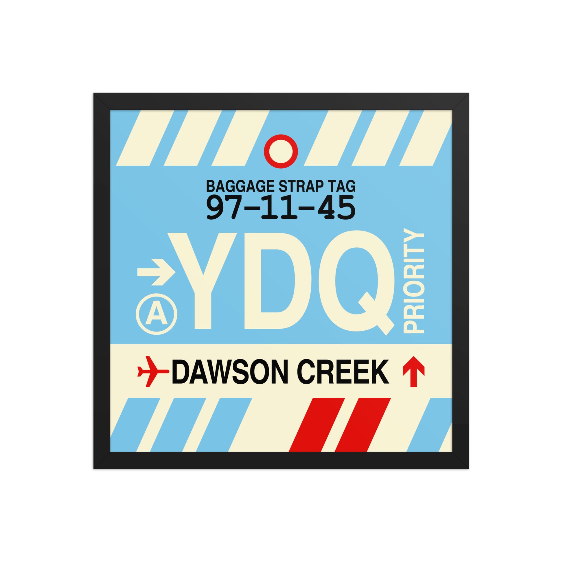 YDQ Dawson Creek Framed Print • Jet Age Baggage Tag Design • YHM Designs - Image 05