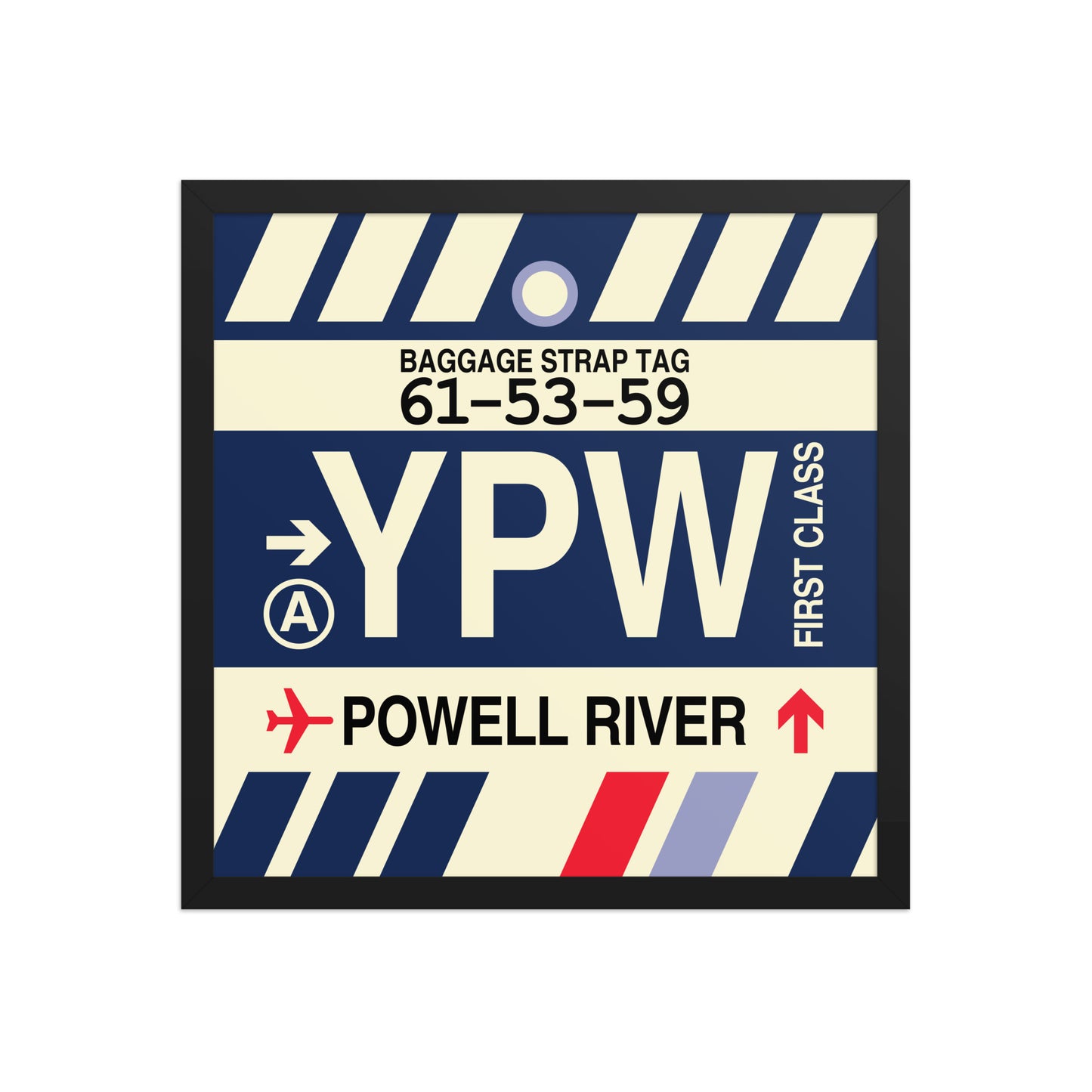 YPW Powell River Framed Print • Jet Age Baggage Tag Design • YHM Designs - Image 05