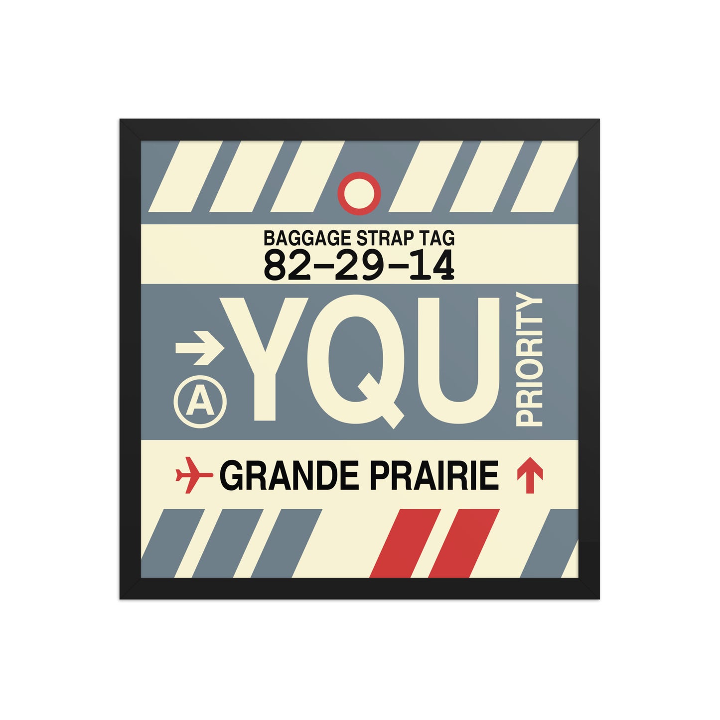 YQU Grande Prairie Framed Print • Jet Age Baggage Tag Design • YHM Designs - Image 05