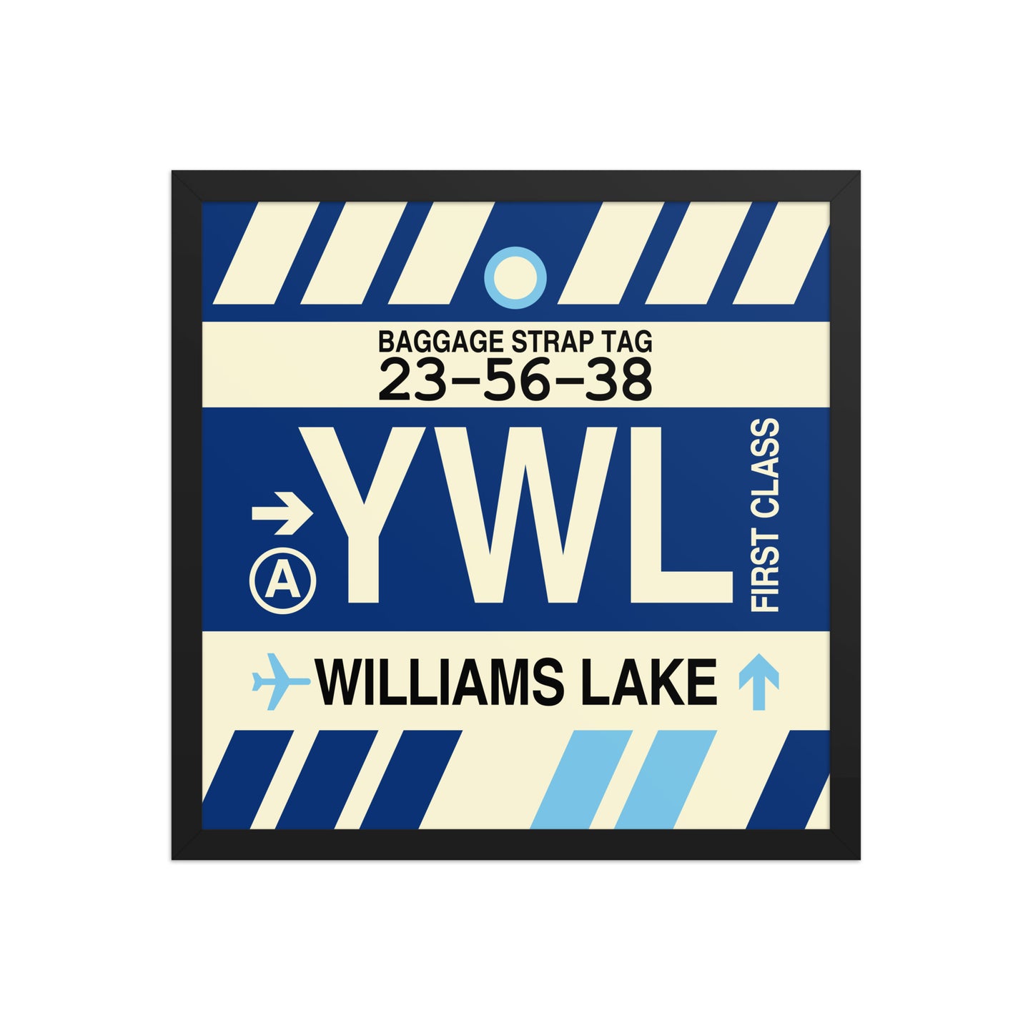YWL Williams Lake Framed Print • Jet Age Baggage Tag Design • YHM Designs - Image 05