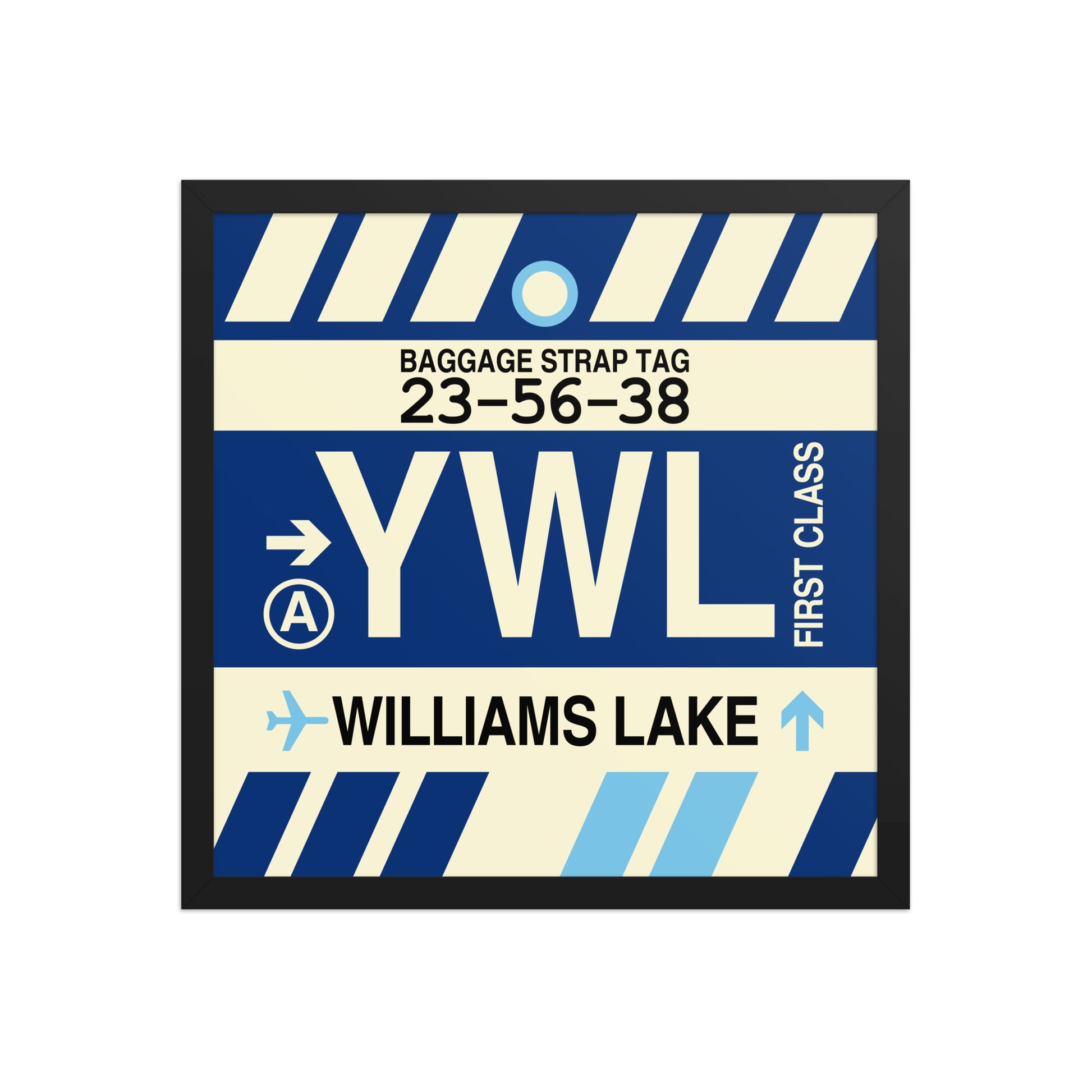 YWL Williams Lake Framed Print • Jet Age Baggage Tag Design • YHM Designs - Image 05