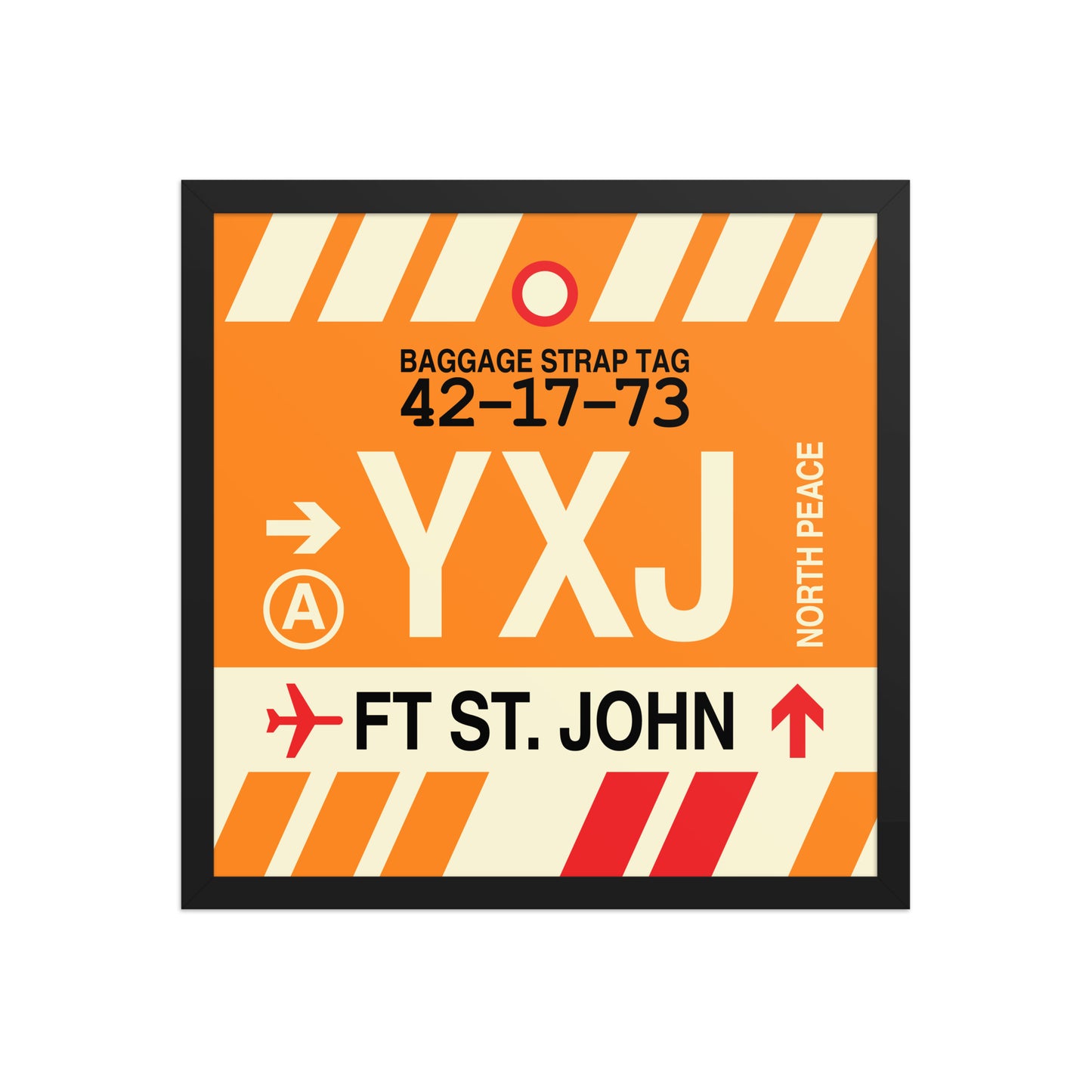 YXJ Fort St. John Framed Print • Jet Age Baggage Tag Design • YHM Designs - Image 05