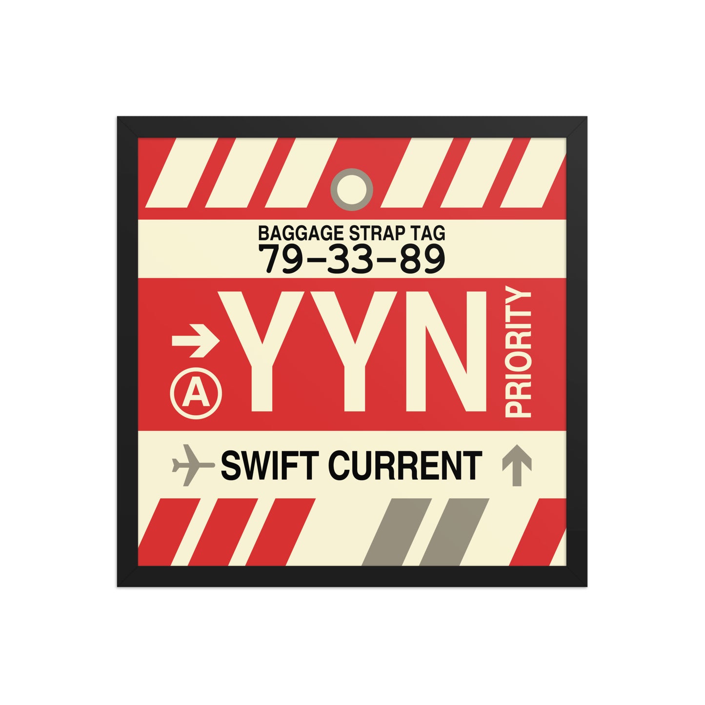 YYN Swift Current Framed Print • Jet Age Baggage Tag Design • YHM Designs - Image 05