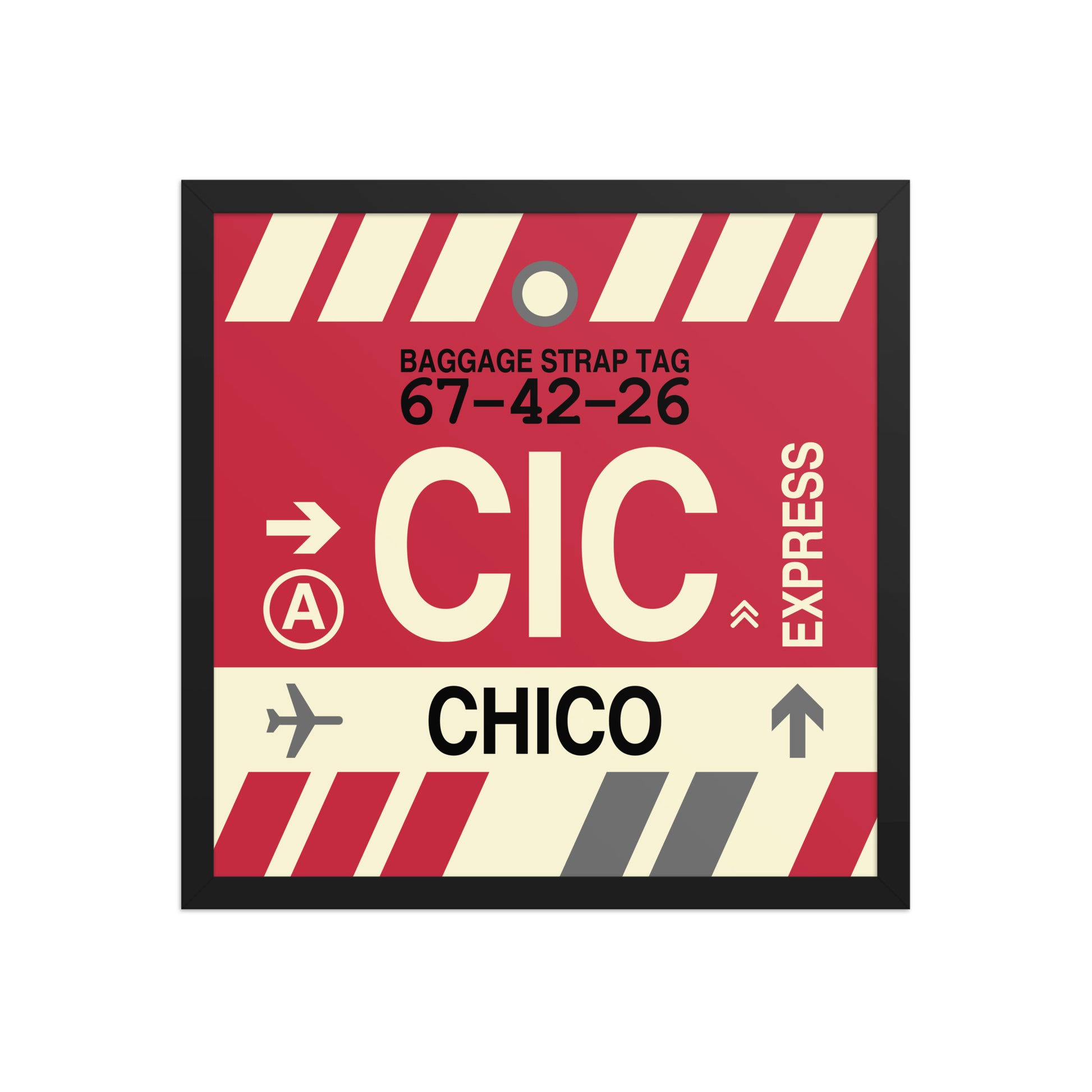 CIC Chico Framed Print • Jet Age Baggage Tag Design • YHM Designs - Image 05