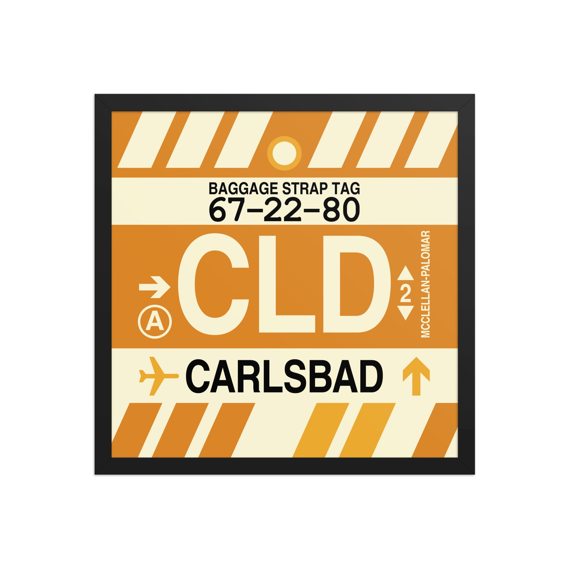 CLD Carlsbad Framed Print • Jet Age Baggage Tag Design • YHM Designs - Image 05