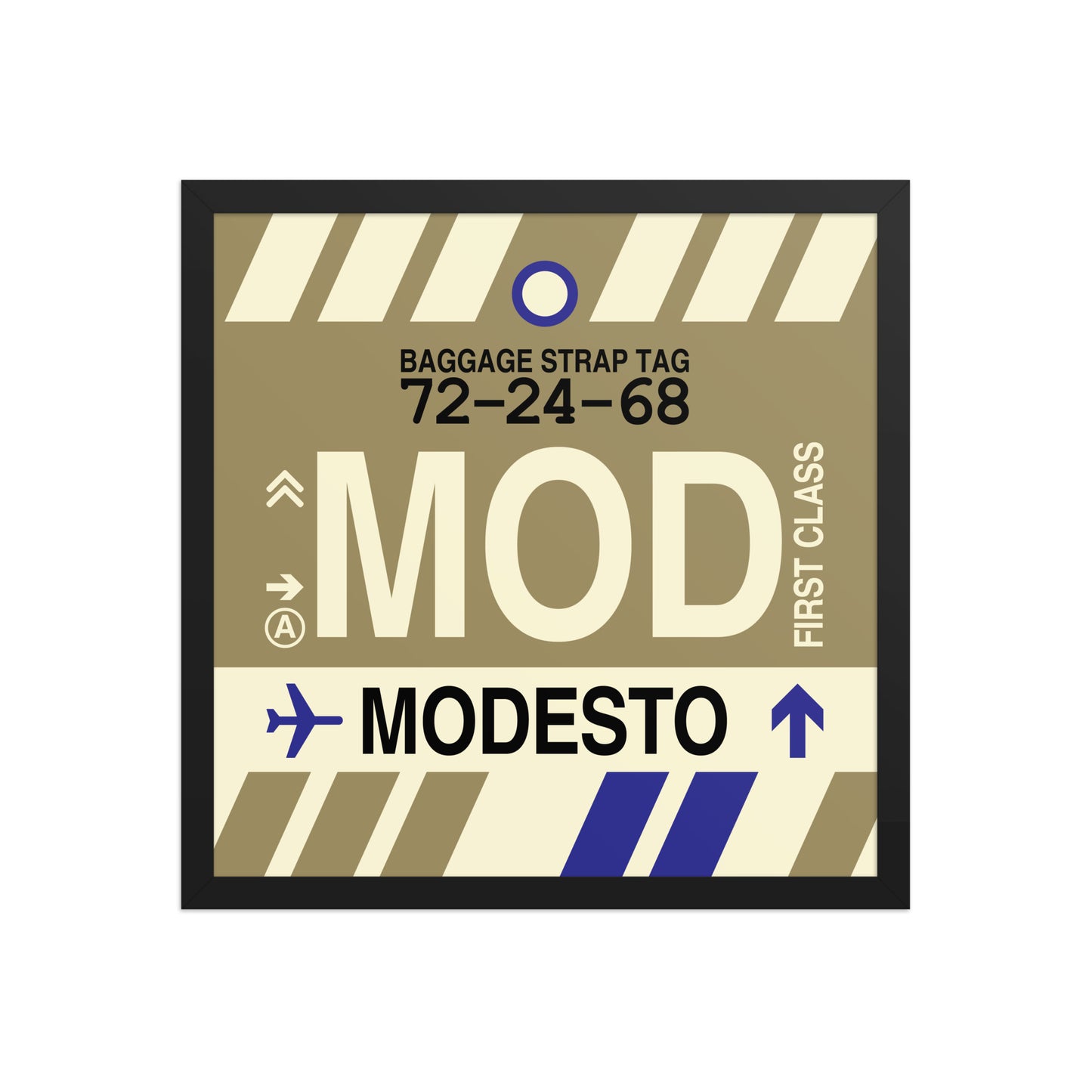 MOD Modesto Framed Print • Jet Age Baggage Tag Design • YHM Designs - Image 05