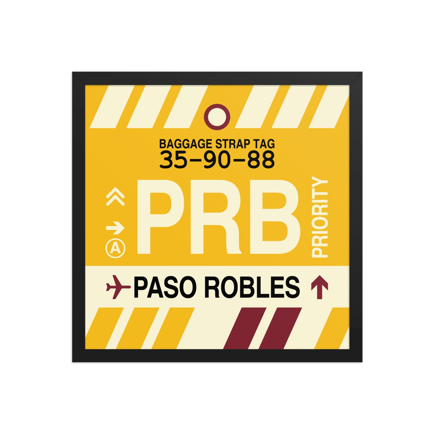 PRB Paso Robles Framed Print • Jet Age Baggage Tag Design • YHM Designs - Image 05