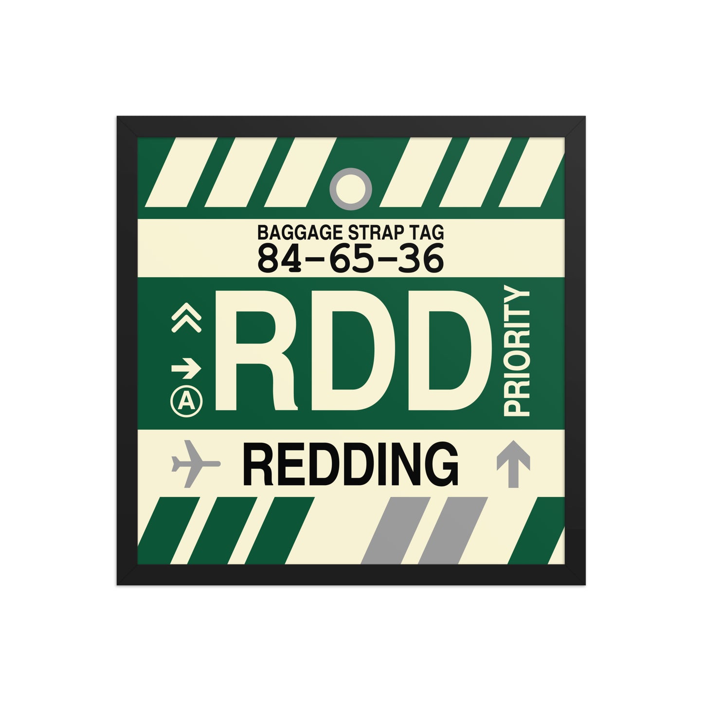 RDD Redding Framed Print • Jet Age Baggage Tag Design • YHM Designs - Image 05