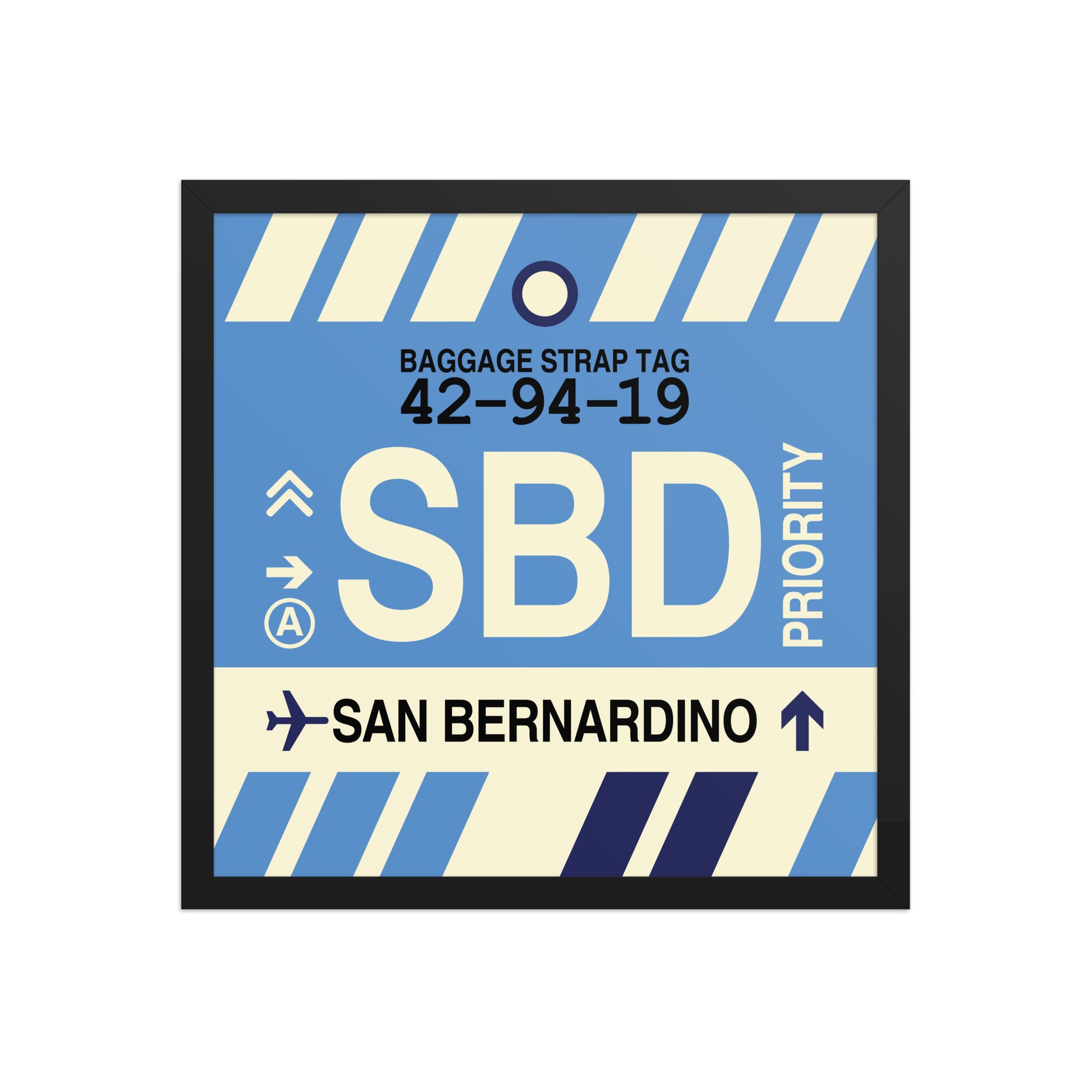 SBD San Bernardino Framed Print • Jet Age Baggage Tag Design • YHM Designs - Image 05