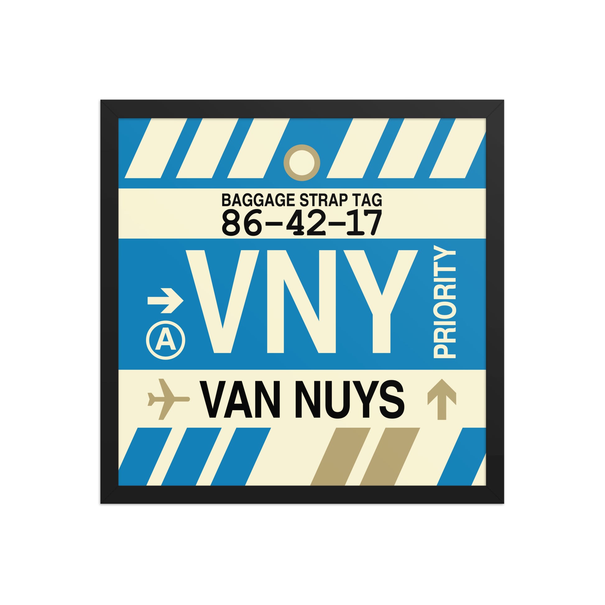 VNY Van Nuys Framed Print • Jet Age Baggage Tag Design • YHM Designs - Image 05