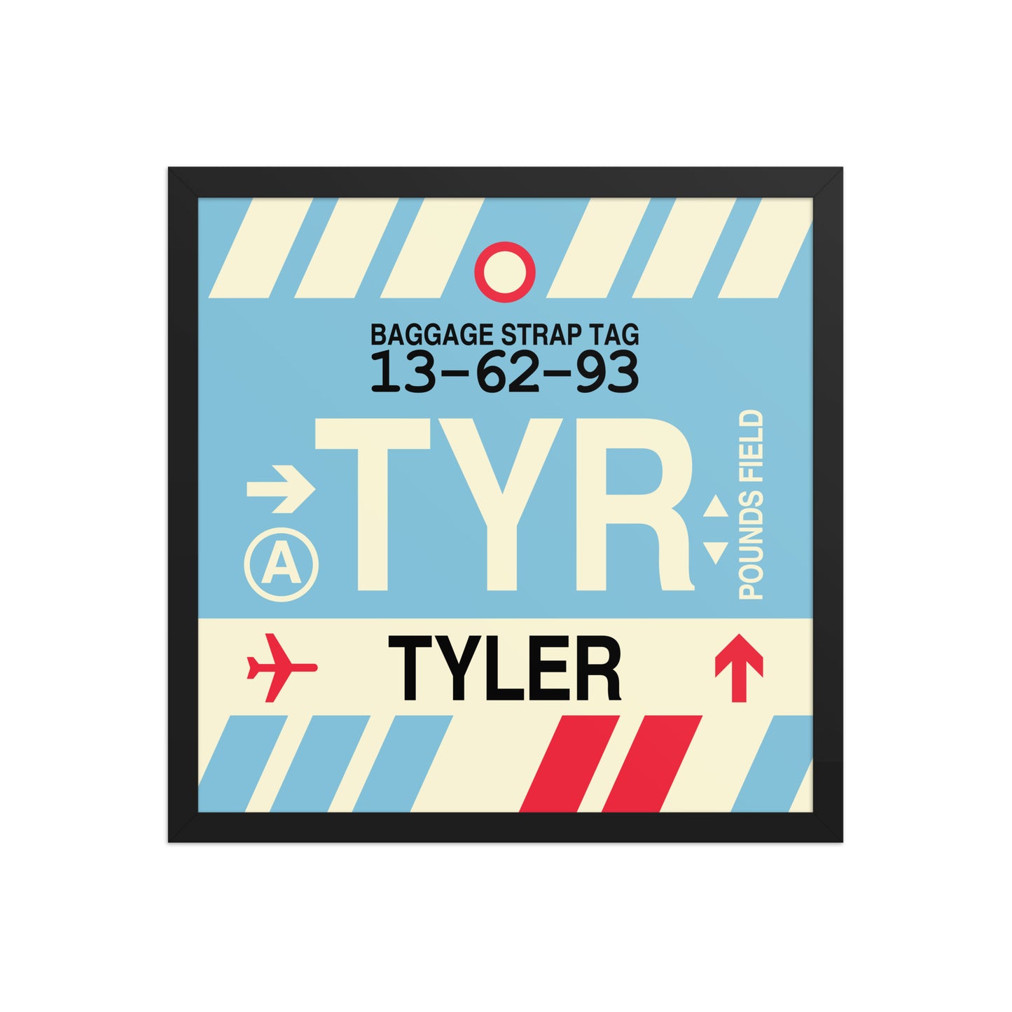TYR Tyler Framed Print • Jet Age Baggage Tag Design • YHM Designs - Image 05