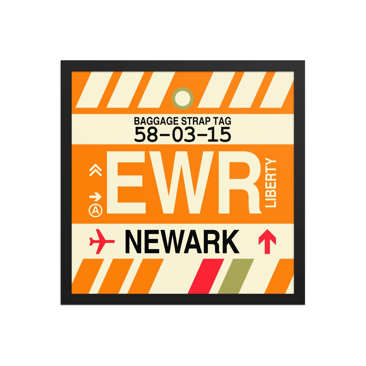 EWR Newark Framed Print • Jet Age Baggage Tag Design • YHM Designs - Image 10