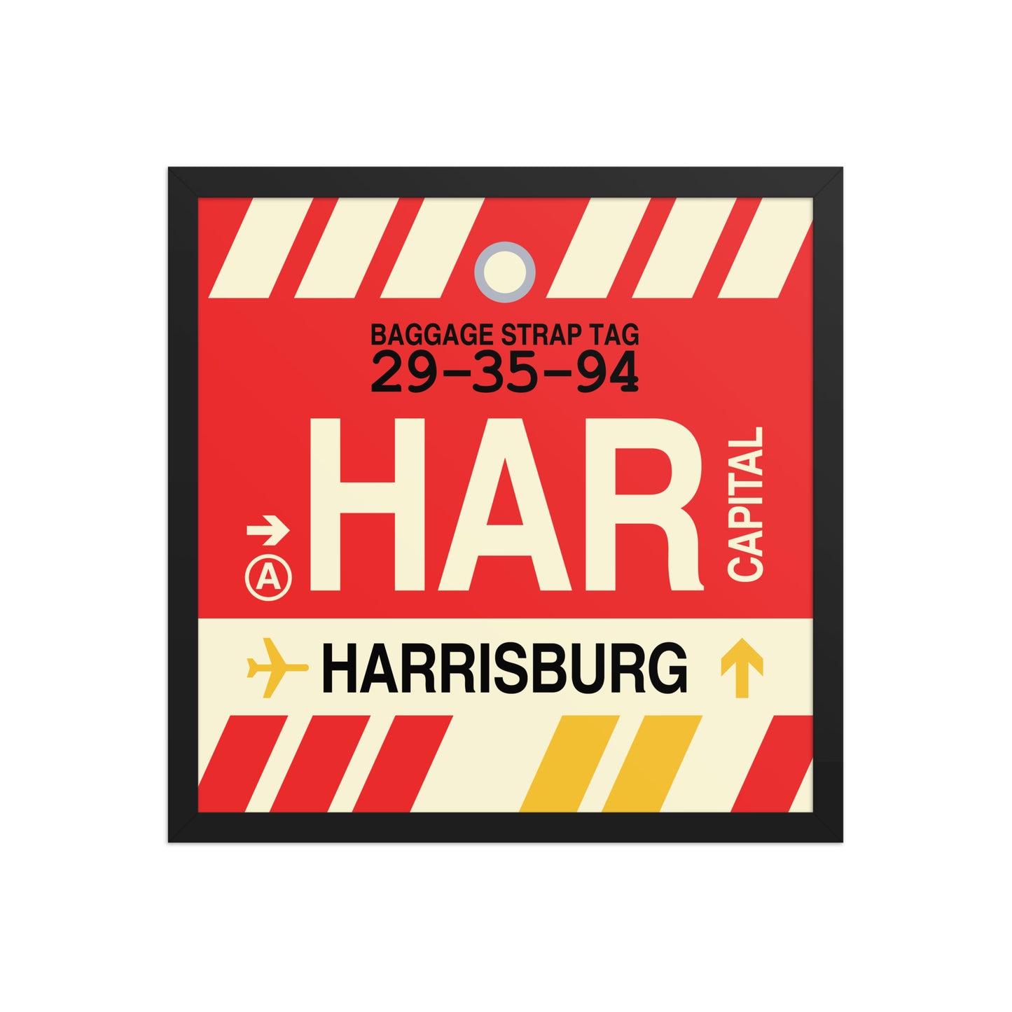 HAR Harrisburg Framed Print • Jet Age Baggage Tag Design • YHM Designs - Image 10