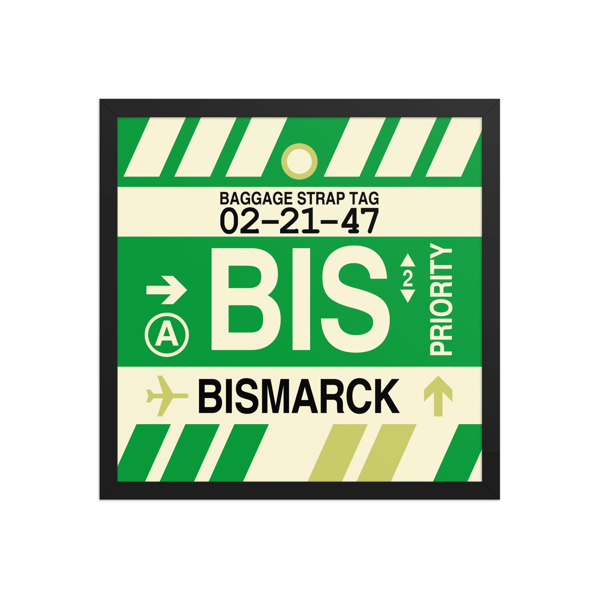 BIS Bismarck Framed Print • Jet Age Baggage Tag Design • YHM Designs - Image 10