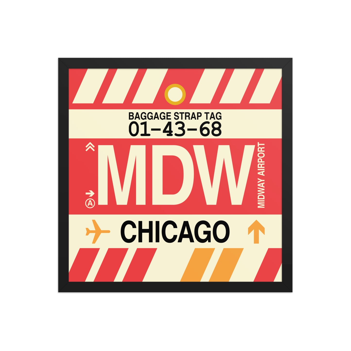 MDW Chicago Framed Print • Jet Age Baggage Tag Design • YHM Designs - Image 10
