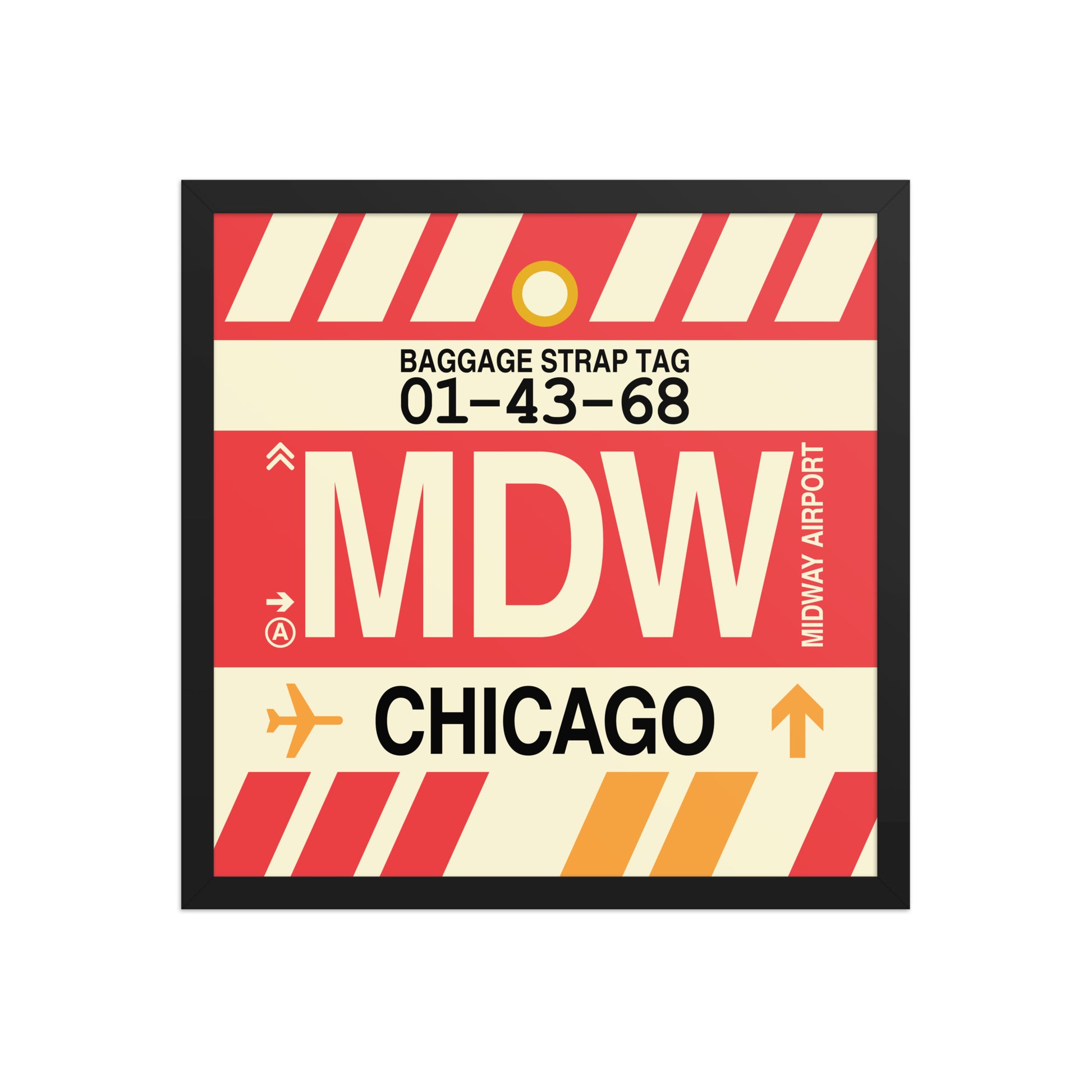 MDW Chicago Framed Print • Jet Age Baggage Tag Design • YHM Designs - Image 10