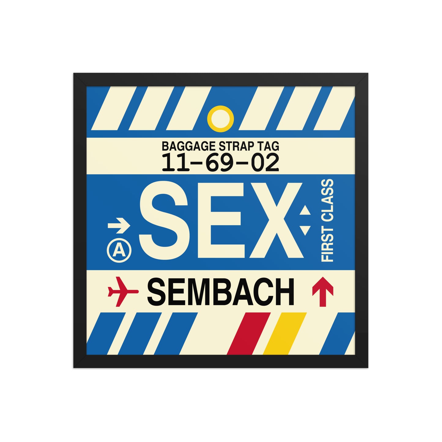 SEX Sembach Framed Print • Jet Age Baggage Tag Design • YHM Designs - Image 10