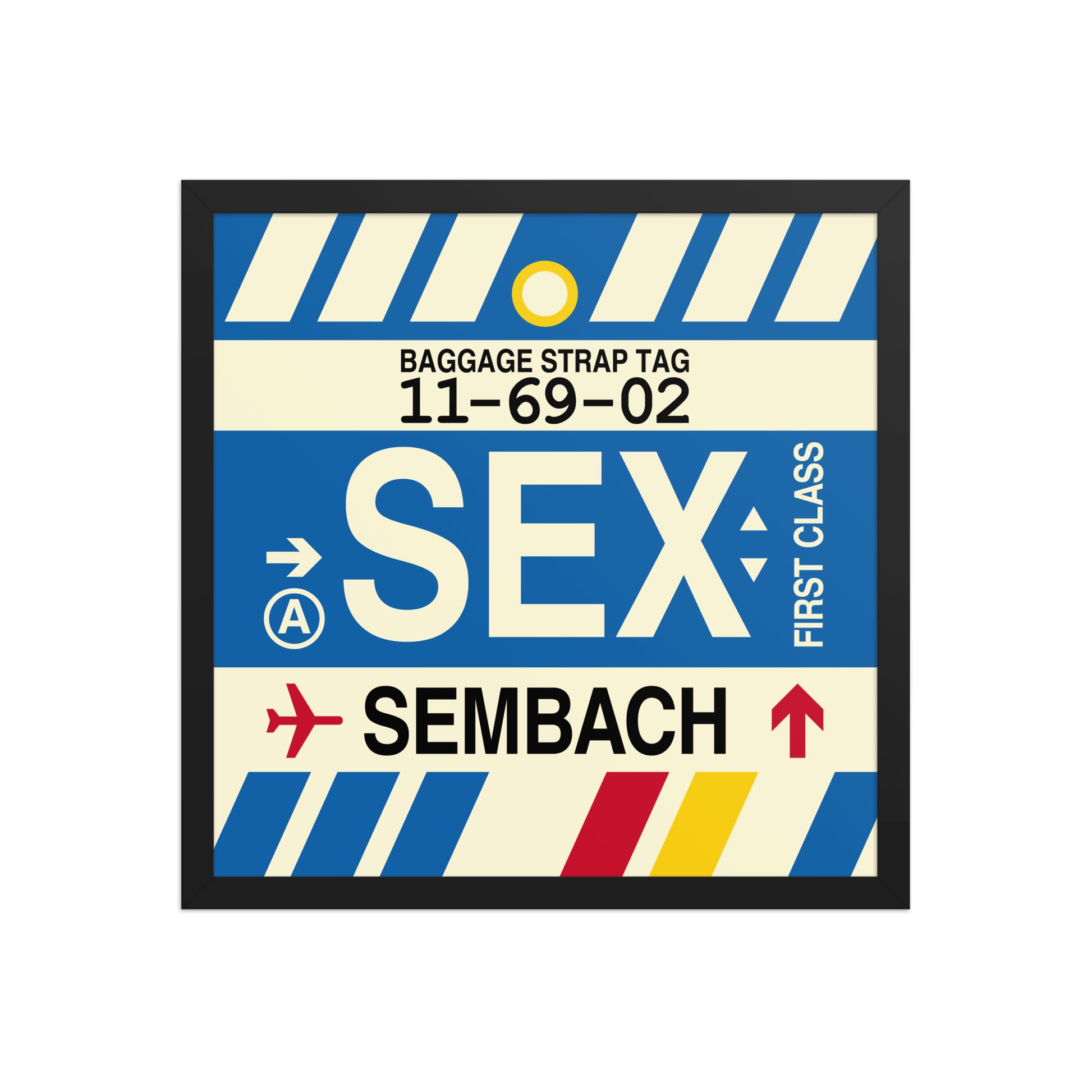 SEX Sembach Framed Print • Jet Age Baggage Tag Design • YHM Designs - Image 10