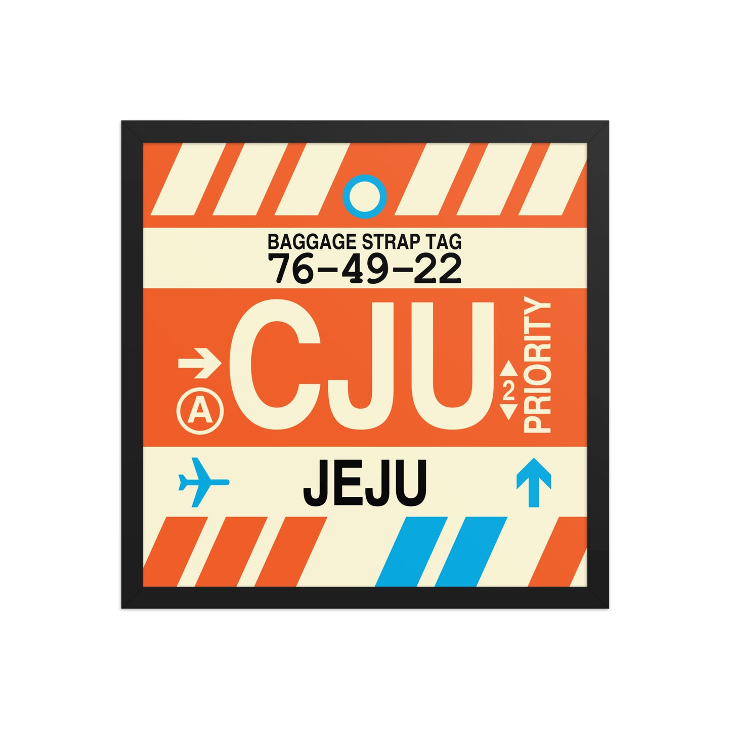 CJU Jeju Framed Print • Jet Age Baggage Tag Design • YHM Designs - Image 05