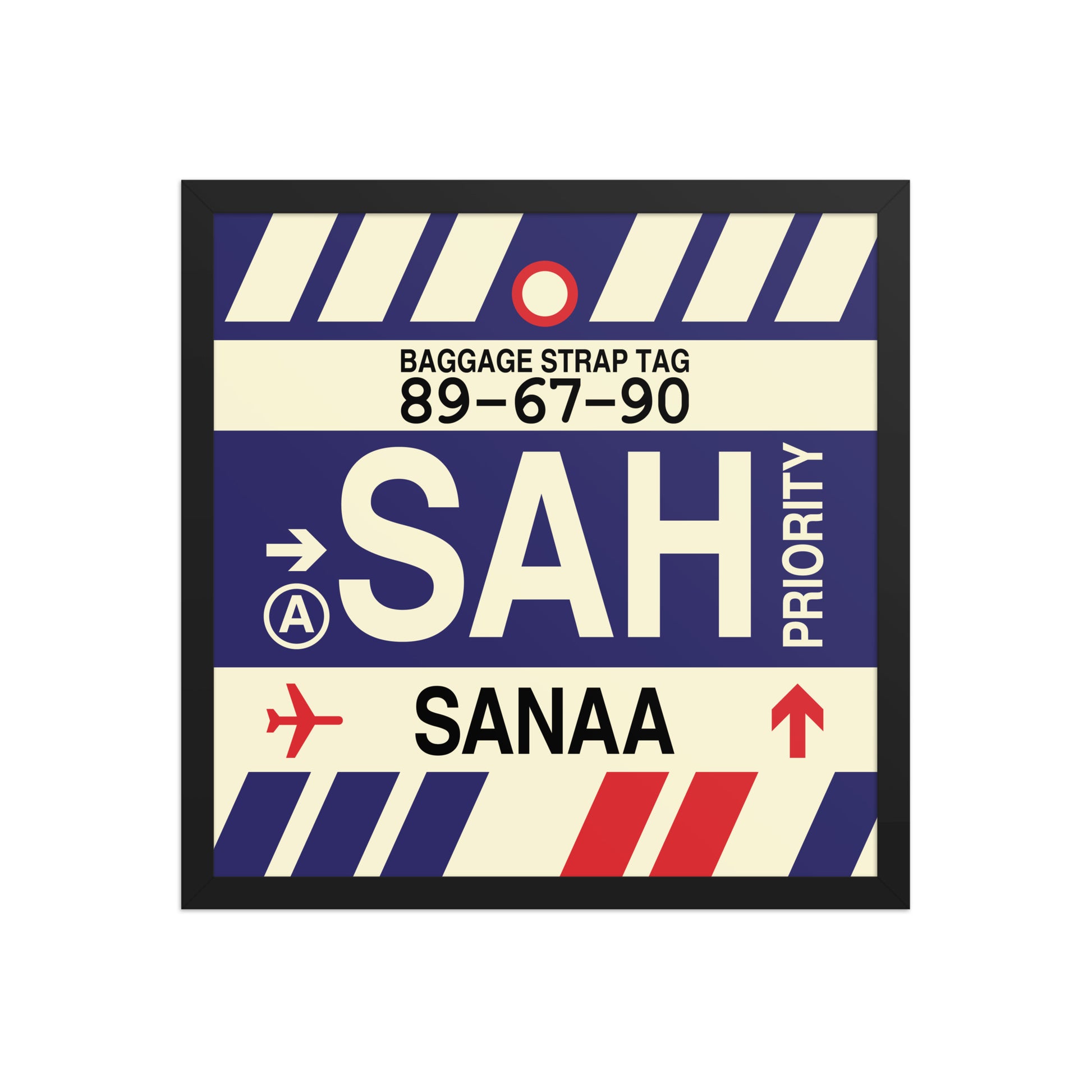 SAH Sanaa Framed Print • Jet Age Baggage Tag Design • YHM Designs - Image 05