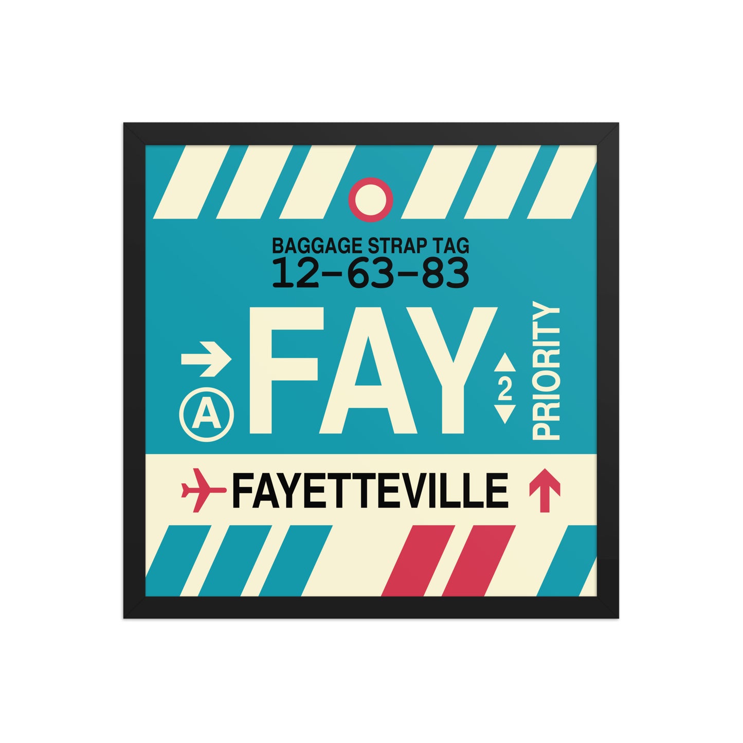 FAY Fayetteville Framed Print • Jet Age Baggage Tag Design • YHM Designs - Image 05