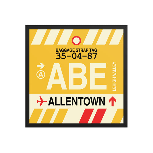 ABE Allentown Framed Print • Jet Age Baggage Tag Design • YHM Designs - Image 01