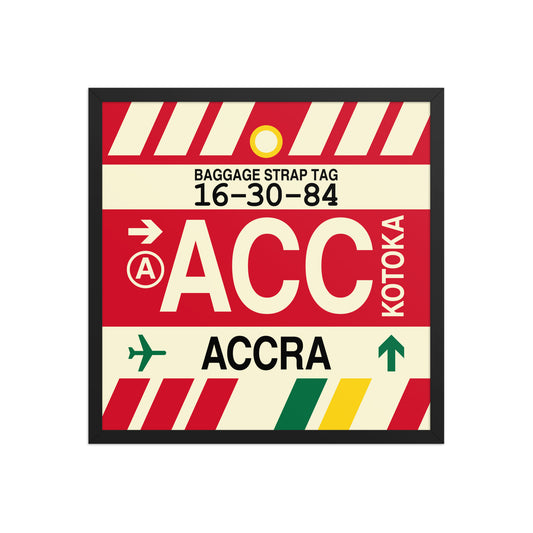 ACC Accra Framed Print • Jet Age Baggage Tag Design • YHM Designs - Image 01