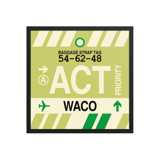 ACT Waco Framed Print • Jet Age Baggage Tag Design • YHM Designs - Image 01