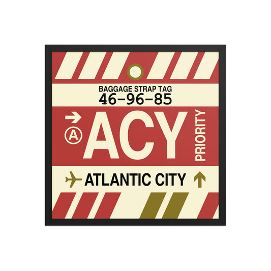 ACY Atlantic City Framed Print • Jet Age Baggage Tag Design • YHM Designs - Image 01