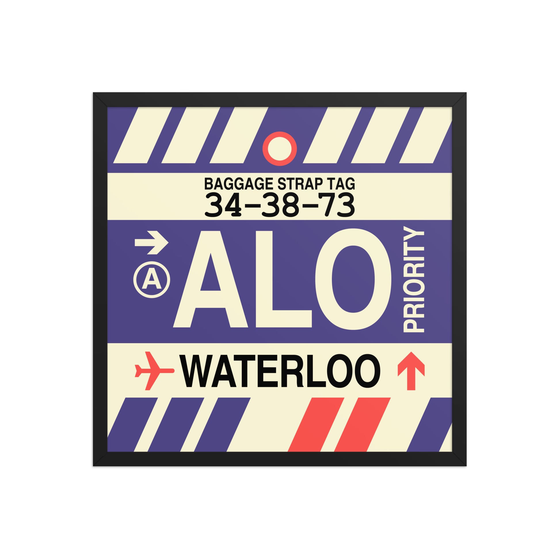 ALO Waterloo Framed Print • Jet Age Baggage Tag Design • YHM Designs - Image 01