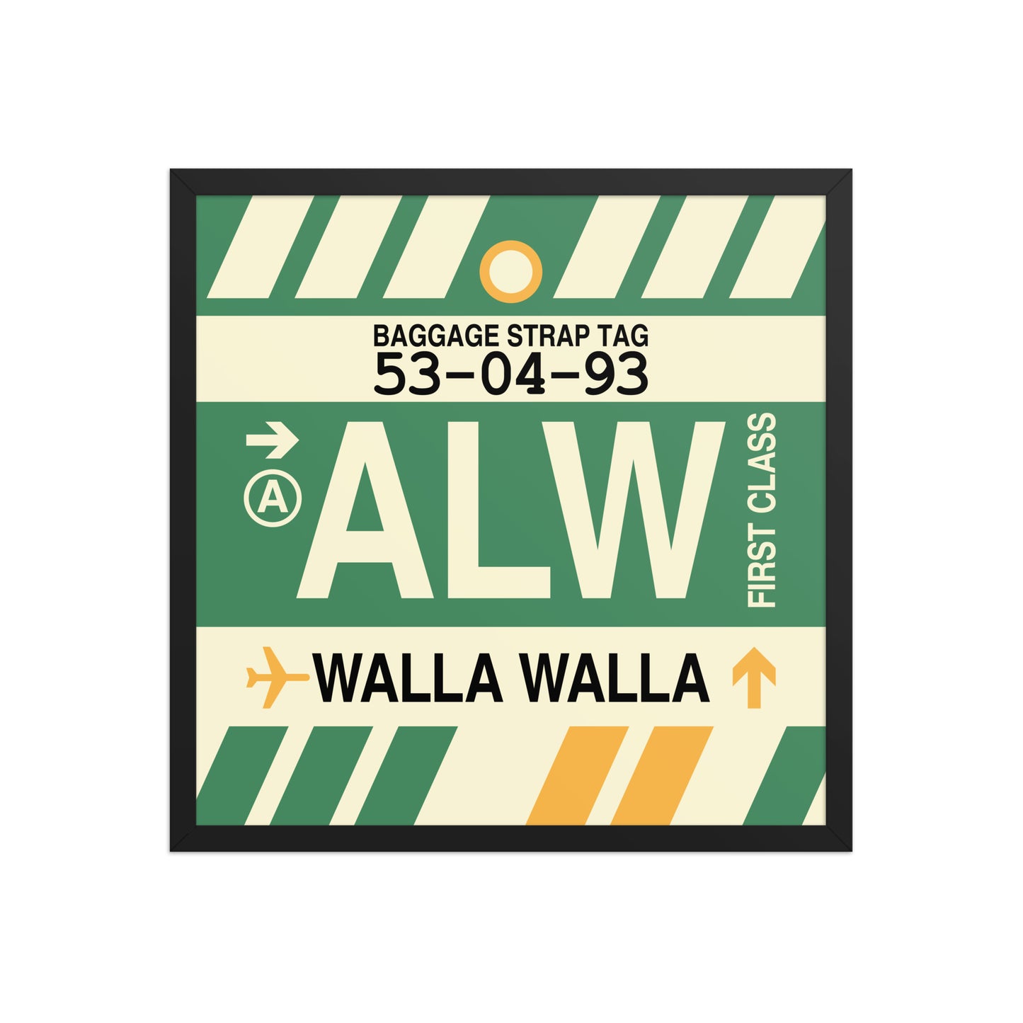 ALW Walla Walla Framed Print • Jet Age Baggage Tag Design • YHM Designs - Image 01