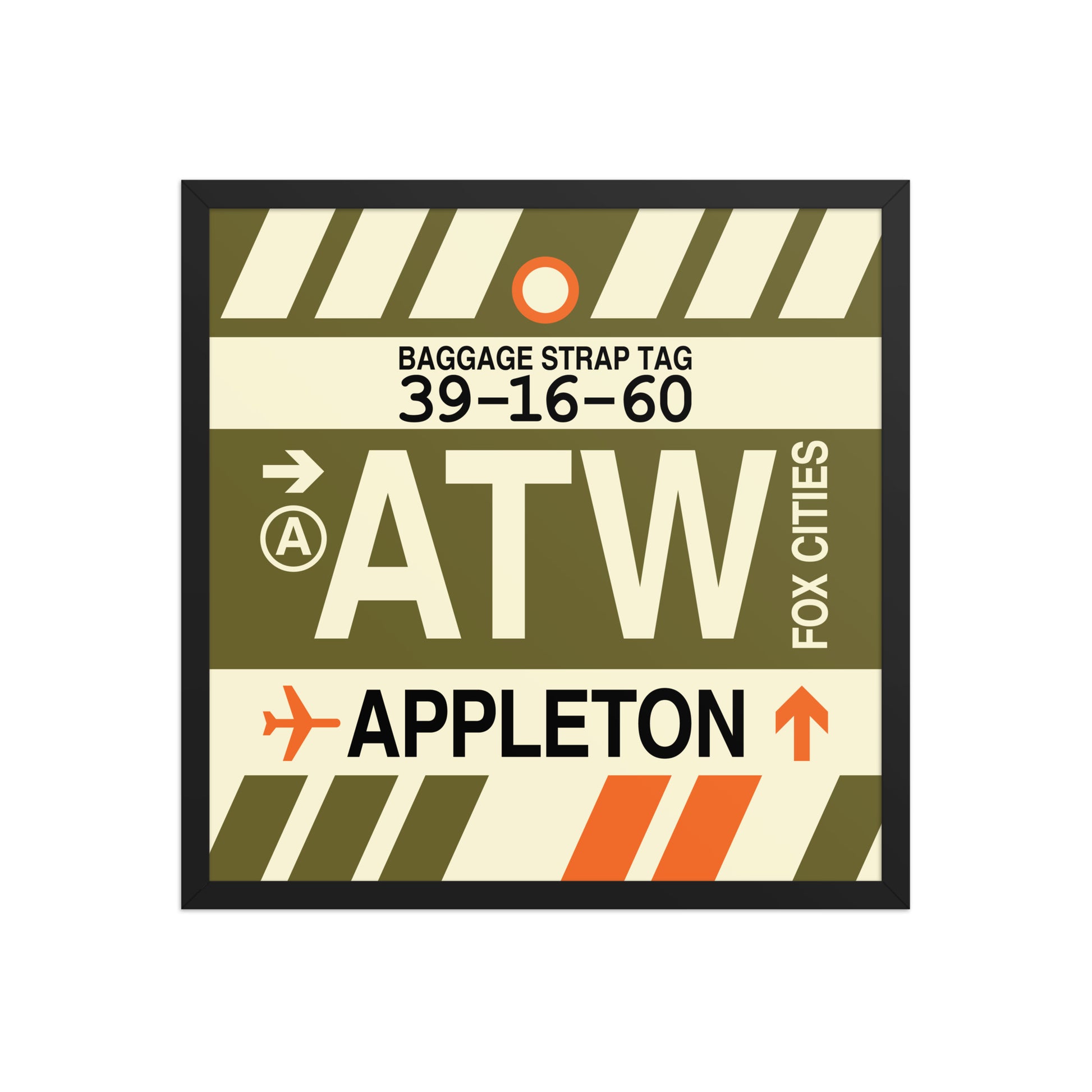 ATW Appleton Framed Print • Jet Age Baggage Tag Design • YHM Designs - Image 01