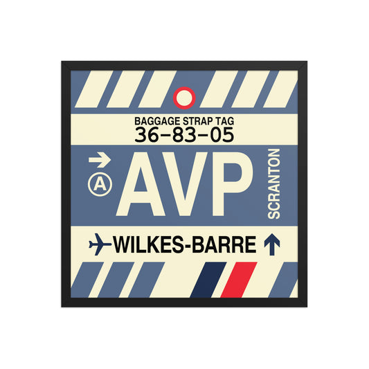 AVP Wilkes-Barre Scranton Framed Print • Jet Age Baggage Tag Design • YHM Designs - Image 01